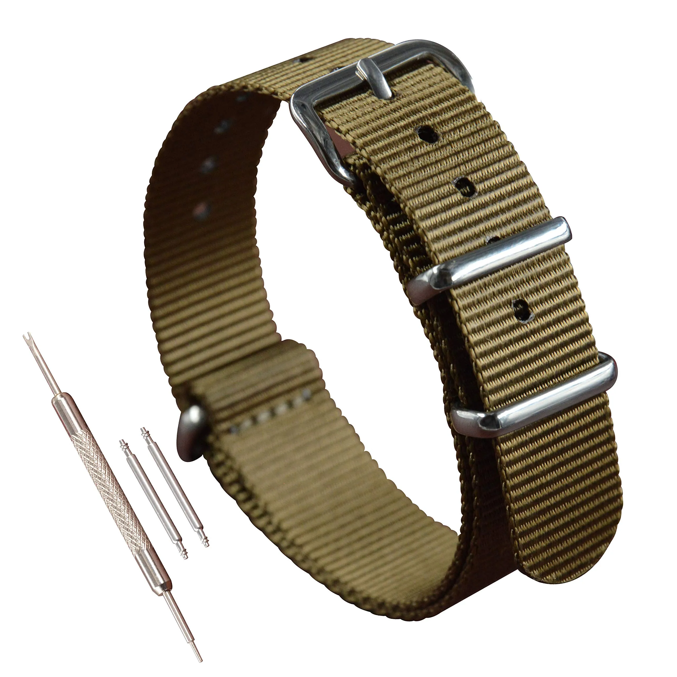 MZBUTIQ 24mm Cachi Cinturini Strap Nylon Cinturino Orologio Uomo di Ricambio Extra Lungo - immagine 1