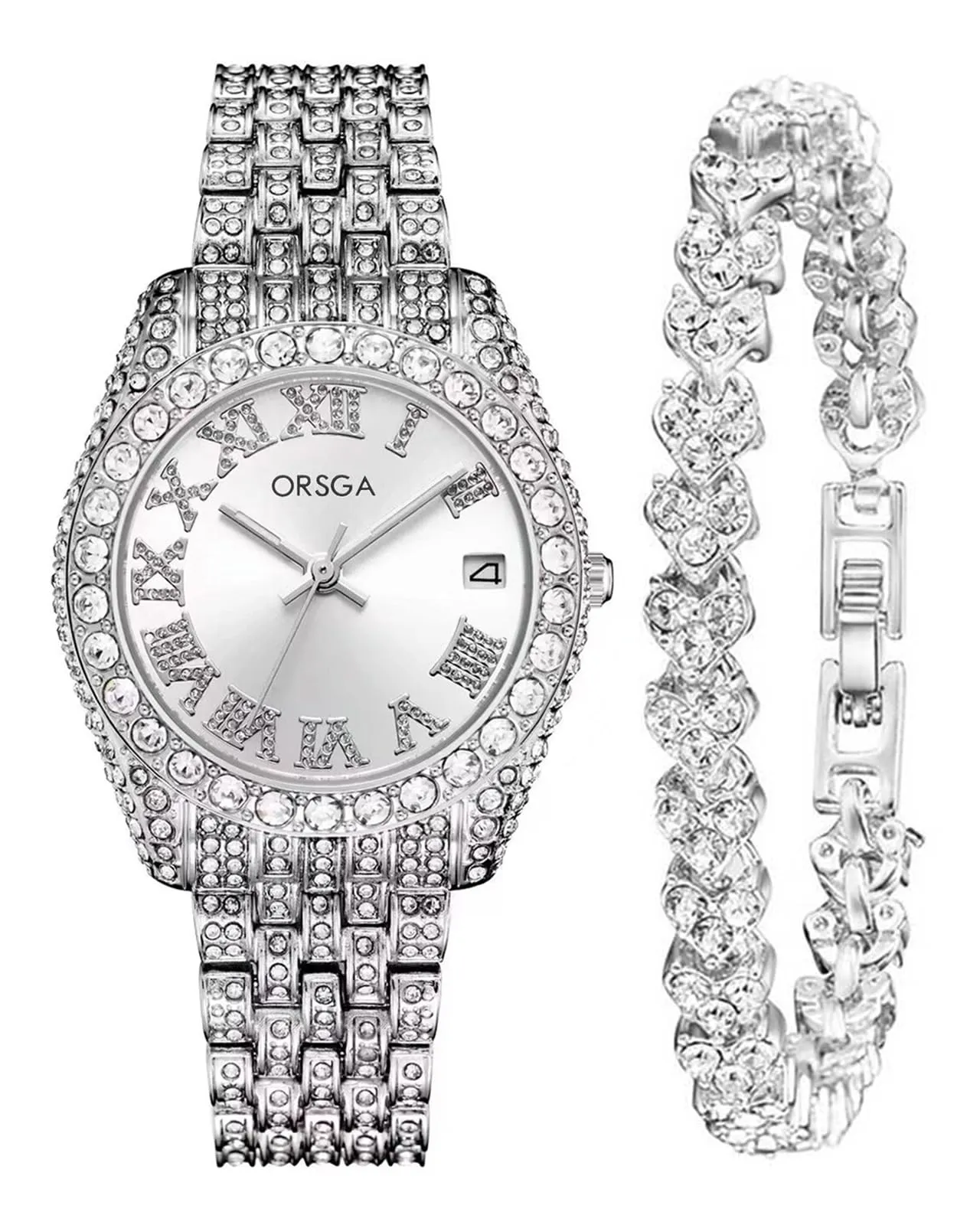 CIVO Orologio Donna Argento Acciaio Inossidabile Analogico Orologi da Polso Impermeabile Classico Affari Orologi Donna Quarzo Calendario Luminosi Set Regali Eleganti per Donna - immagine 1