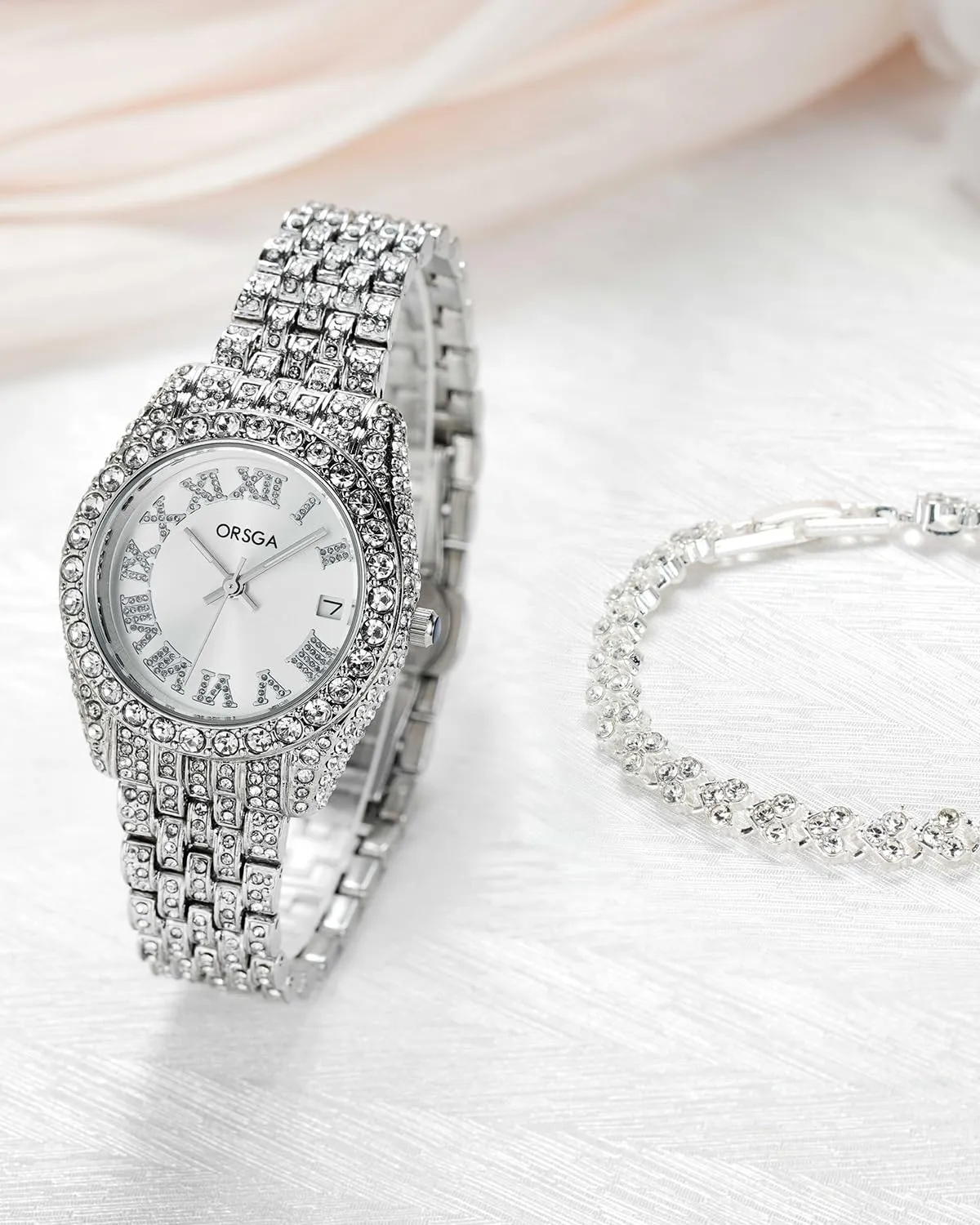 CIVO Orologio Donna Argento Acciaio Inossidabile Analogico Orologi da Polso Impermeabile Classico Affari Orologi Donna Quarzo Calendario Luminosi Set Regali Eleganti per Donna - immagine 3