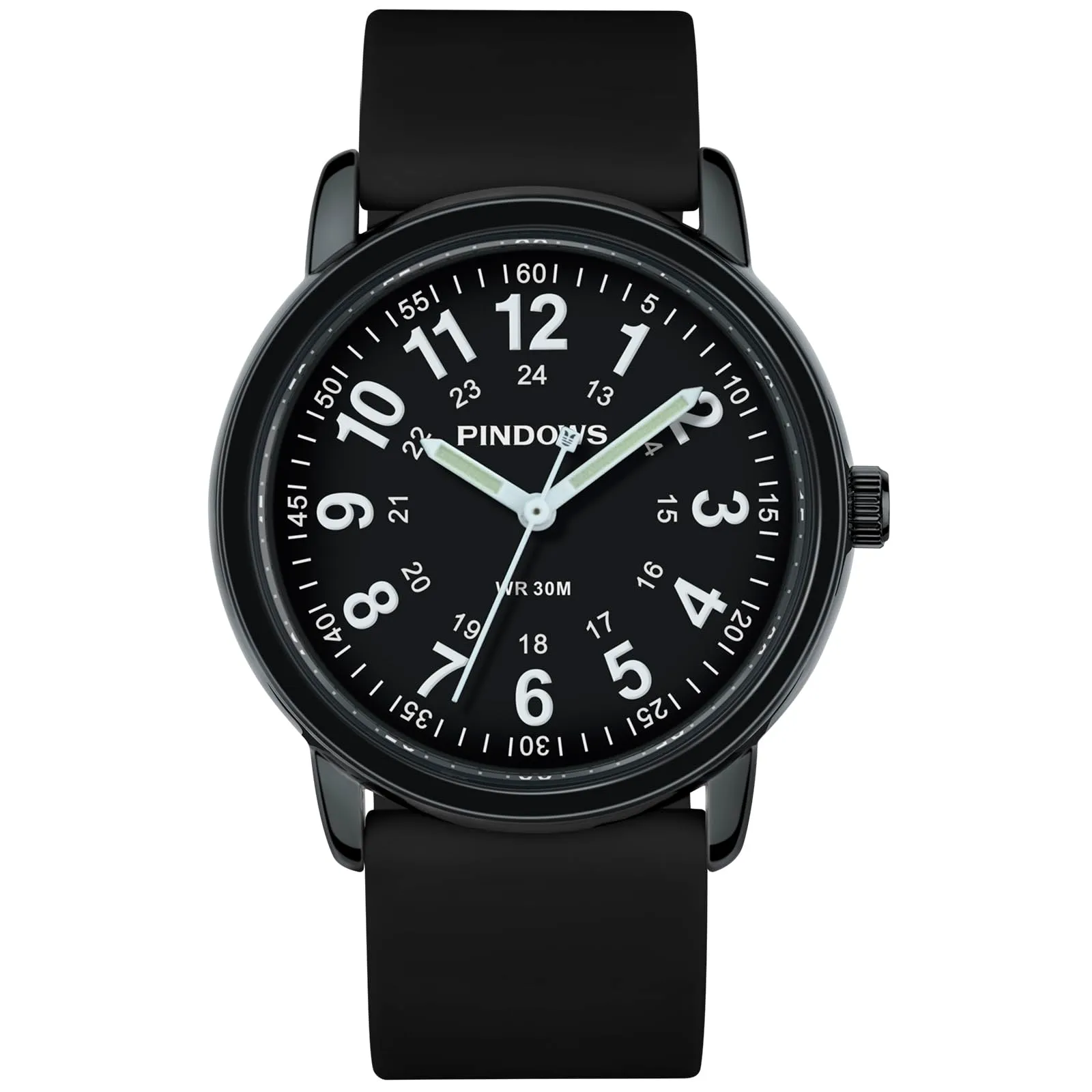 PINDOWS Orologi da polso analogici al quarzo da donna con cinturino in silicone per ragazze, signore, studentesse, facili da leggere, impermeabili. (Silber, Schwarz) - immagine 2