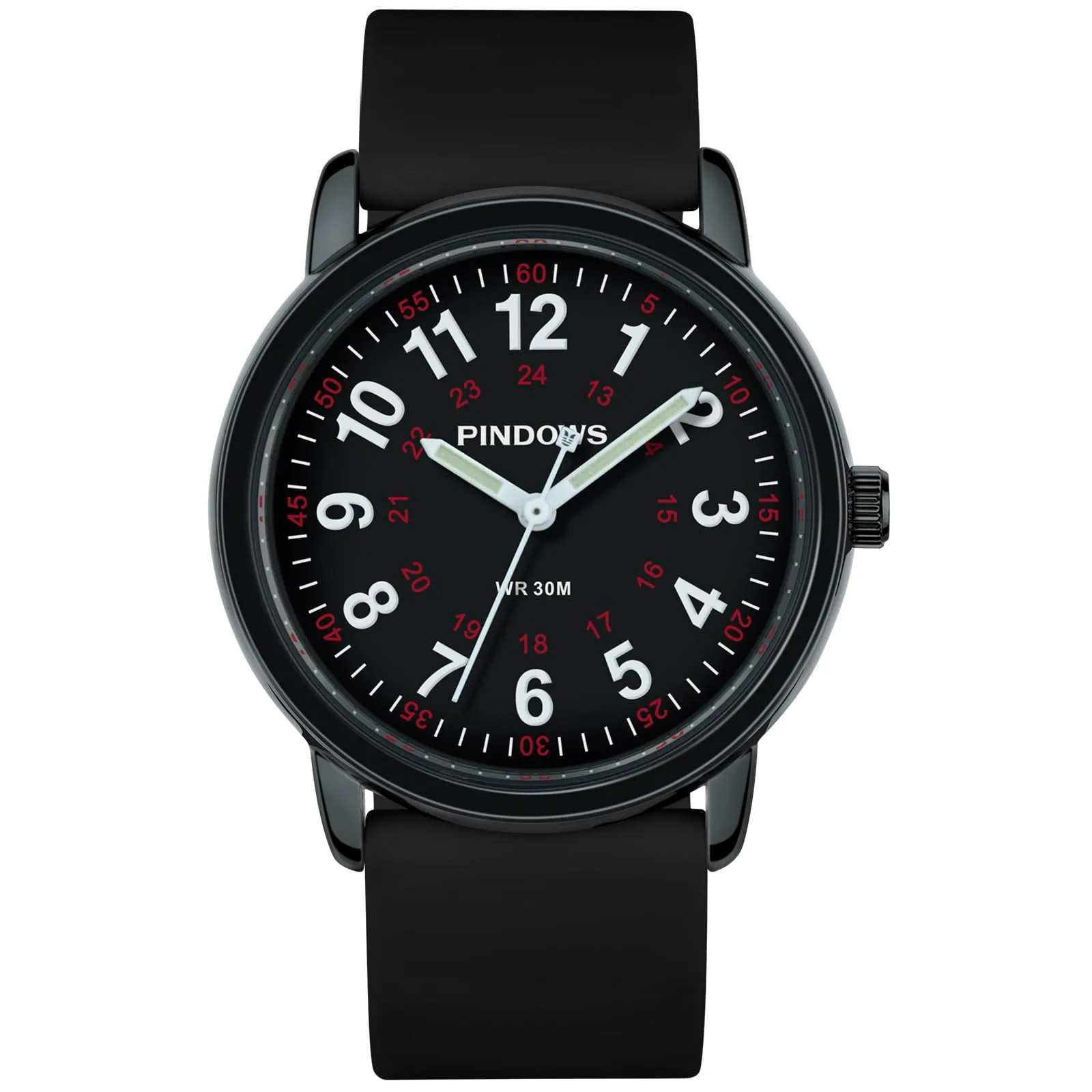 PINDOWS Orologi da polso analogici al quarzo da donna con cinturino in silicone per ragazze, signore, studentesse, facili da leggere, impermeabili. (Schwarz 2) - immagine 2