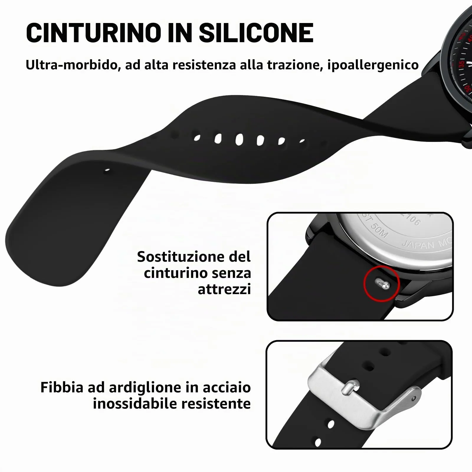 PINDOWS Orologi da polso analogici al quarzo da donna con cinturino in silicone per ragazze, signore, studentesse, facili da leggere, impermeabili. (Schwarz 2) - immagine 6