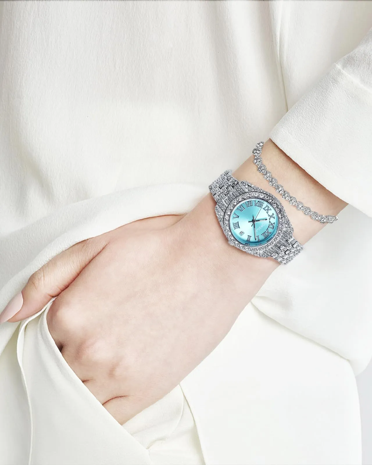 CIVO Orologio Donna Argento Acciaio Inossidabile Analogico Quarzo Orologi da Polso Impermeabile Classico Affari Design Orologi Donna Luminosi Set Regali Eleganti per Donna - immagine 5