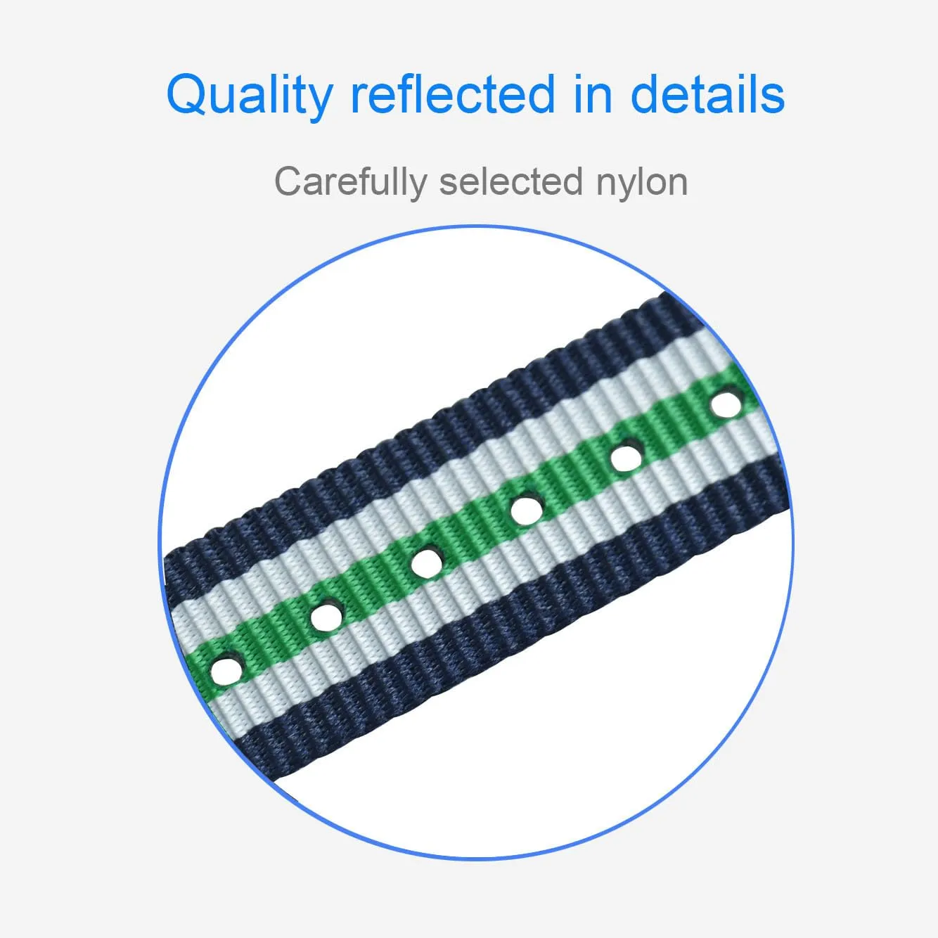 16mm Blu/bianca/verde Cinturini per Orologio da Donna Nylon Ricambio - immagine 4