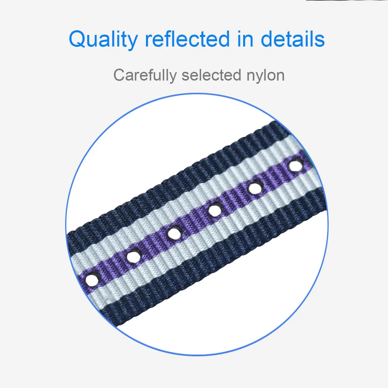 MZBUTIQ 13mm Blu/bianca/viola Cinturino Orologio Donna Nylon di Ricambio 4 anelli Extra Lungo - immagine 4
