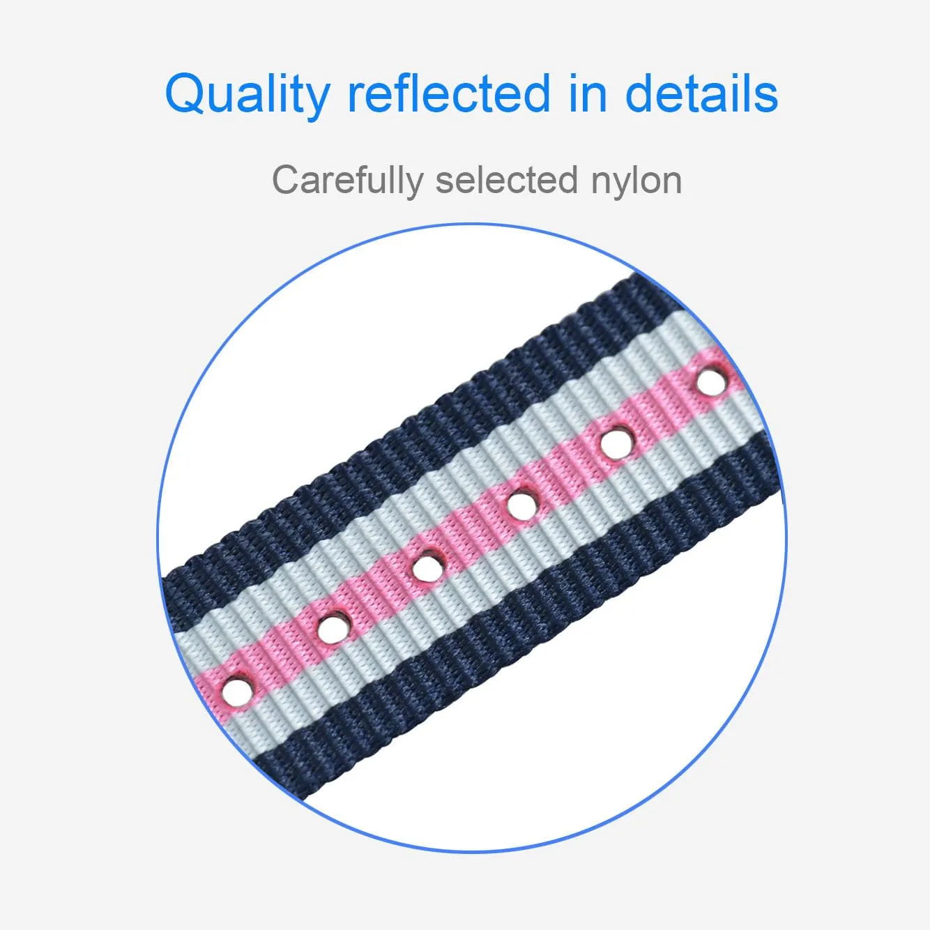MZBUTIQ 17mm Blu/bianca/rosa Cinturini Strap Nylon Cinturino Orologio Donna di Ricambio Extra Lungo - immagine 4