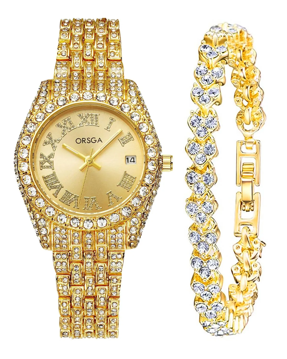CIVO Orologio Donna Oro Acciaio Inossidabile Analogico Orologi da Polso Impermeabile Classico Affari Orologi Donna Quarzo Calendario Luminosi Set Regali Eleganti per Donna - immagine 1