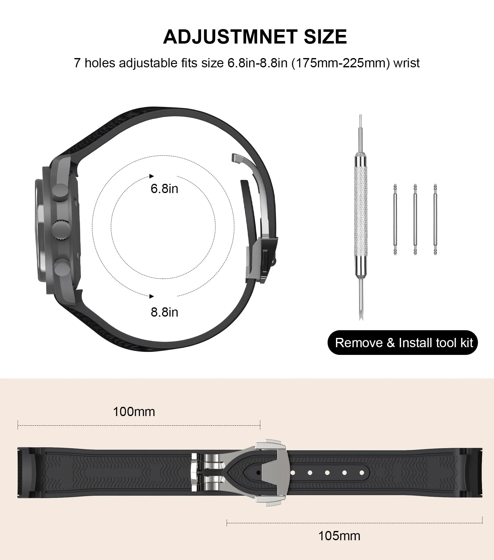 Cinturino per orologio Omega x Swatch MoonSwatch da 20 mm, cinturino pieghevole con fibbia compatibile con Omega X, Swatch Moonswatch Speedmaster, curvo senza spazi vuoti, cinturino di (Nero) - immagine 7