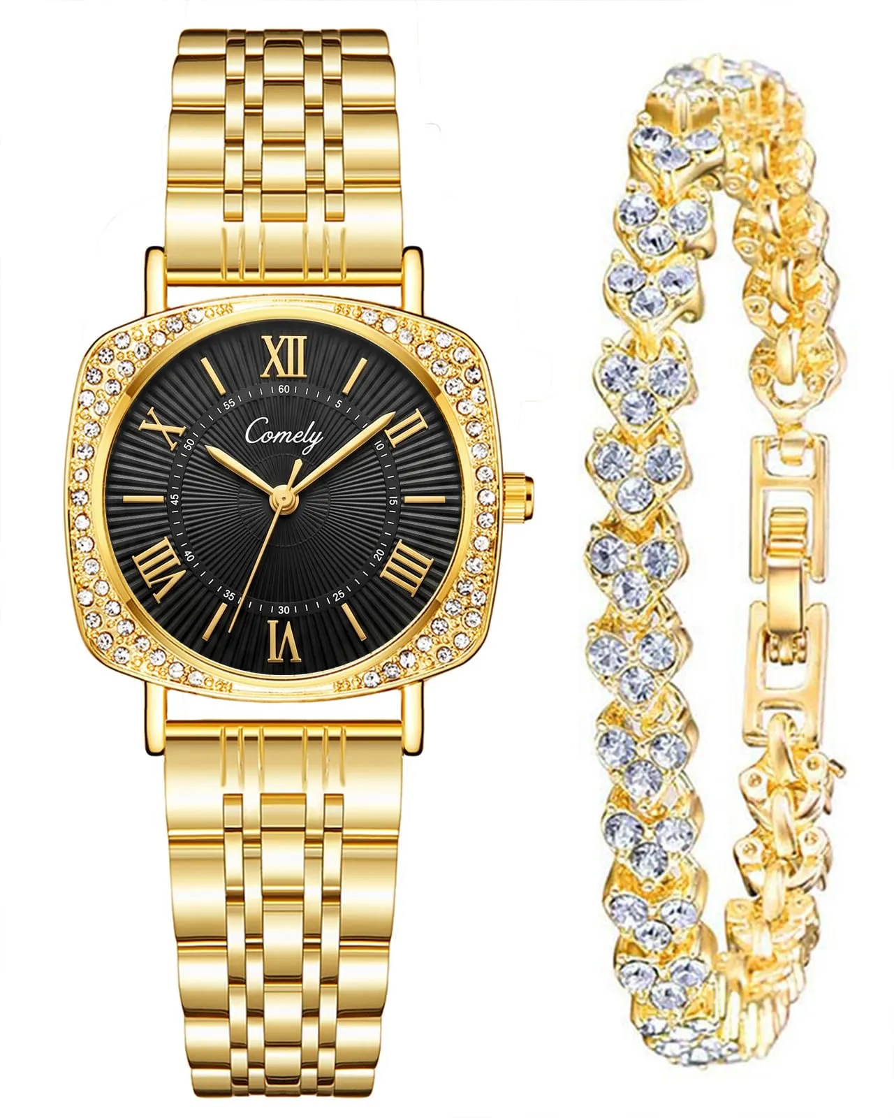 CIVO Orologio Analogico Donna da Polso: Acciaio Inossidabile Impermeabile -Oro Classico Affari Orologi Quarzo Set Regali - immagine 1