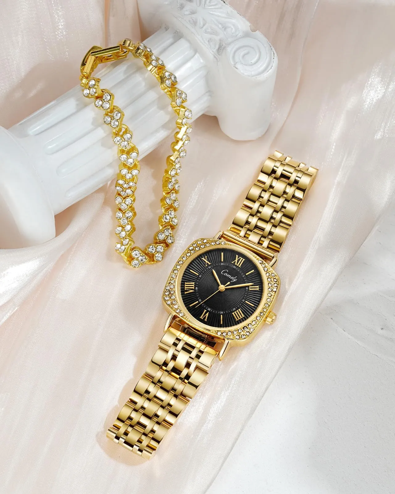 CIVO Orologio Analogico Donna da Polso: Acciaio Inossidabile Impermeabile -Oro Classico Affari Orologi Quarzo Set Regali - immagine 2