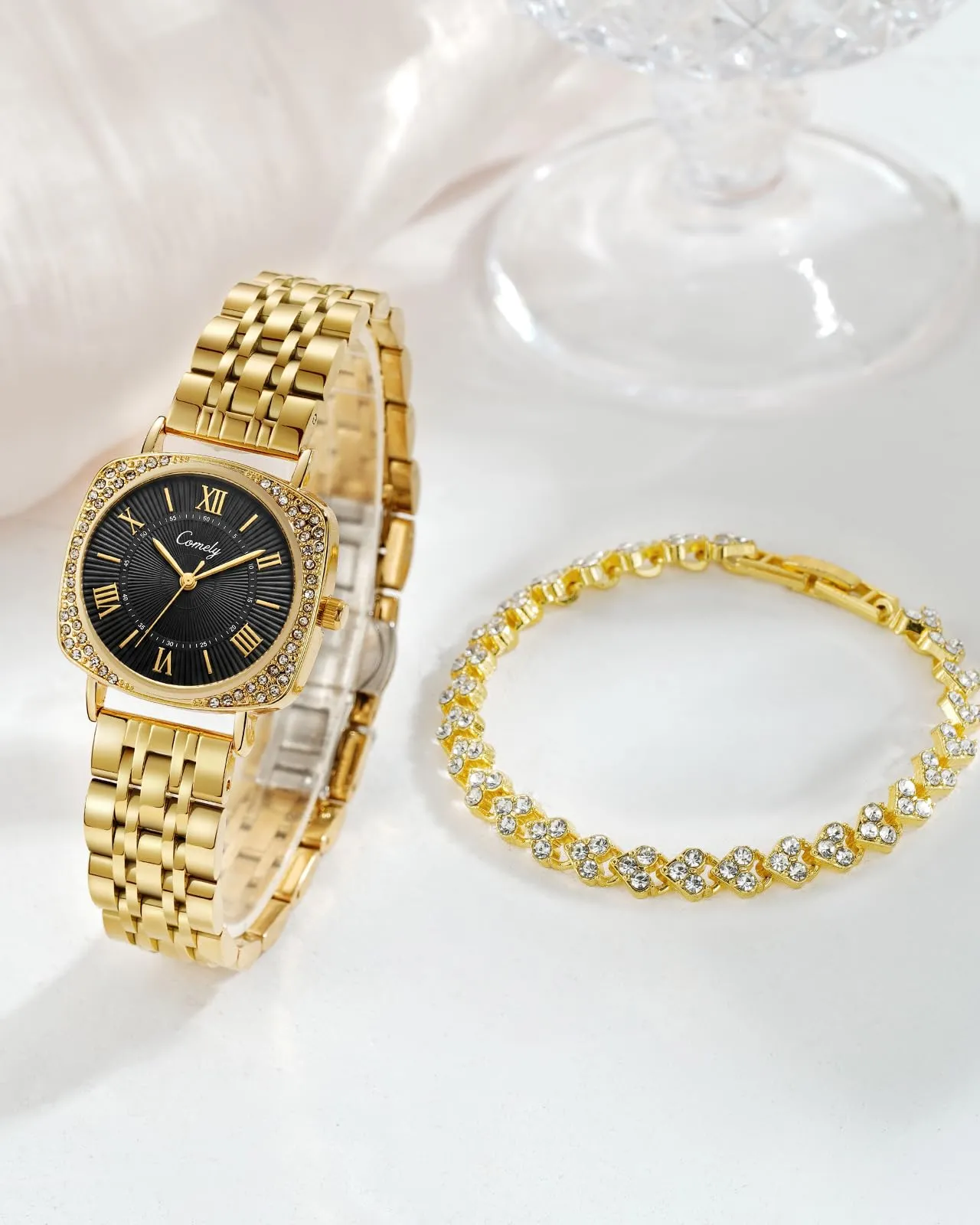 CIVO Orologio Analogico Donna da Polso: Acciaio Inossidabile Impermeabile -Oro Classico Affari Orologi Quarzo Set Regali - immagine 3
