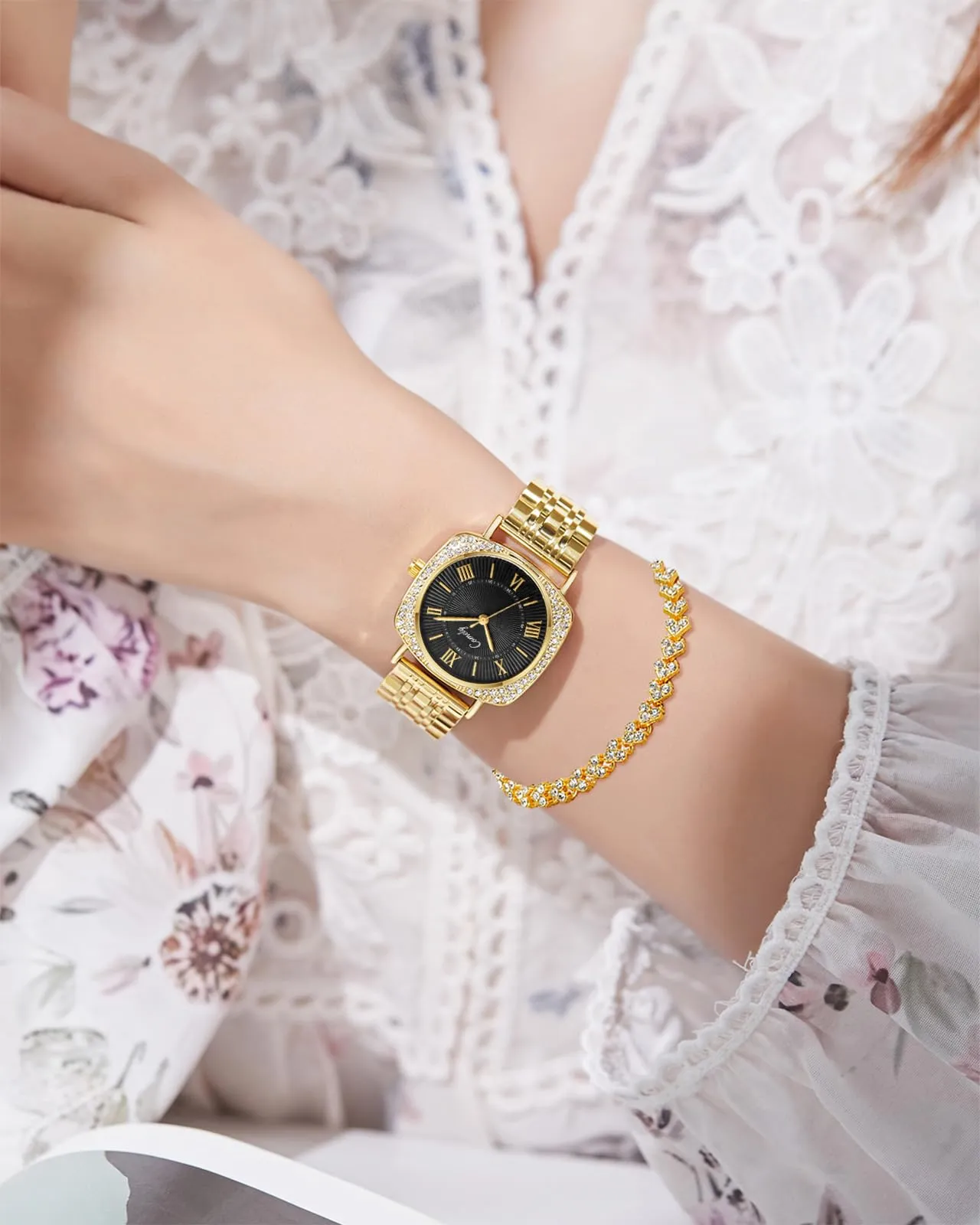 CIVO Orologio Analogico Donna da Polso: Acciaio Inossidabile Impermeabile -Oro Classico Affari Orologi Quarzo Set Regali - immagine 5
