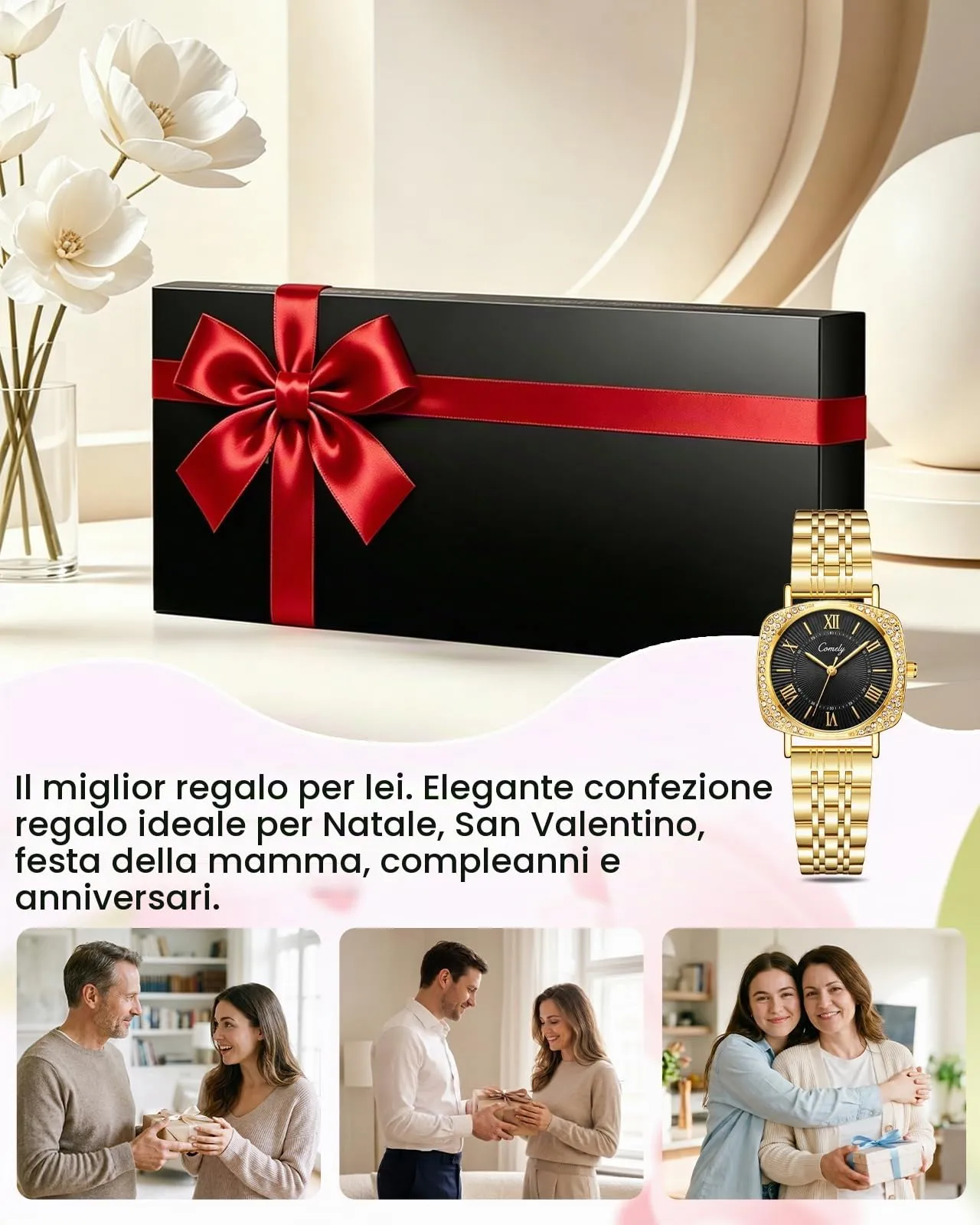 CIVO Orologio Analogico Donna da Polso: Acciaio Inossidabile Impermeabile -Oro Classico Affari Orologi Quarzo Set Regali - immagine 6