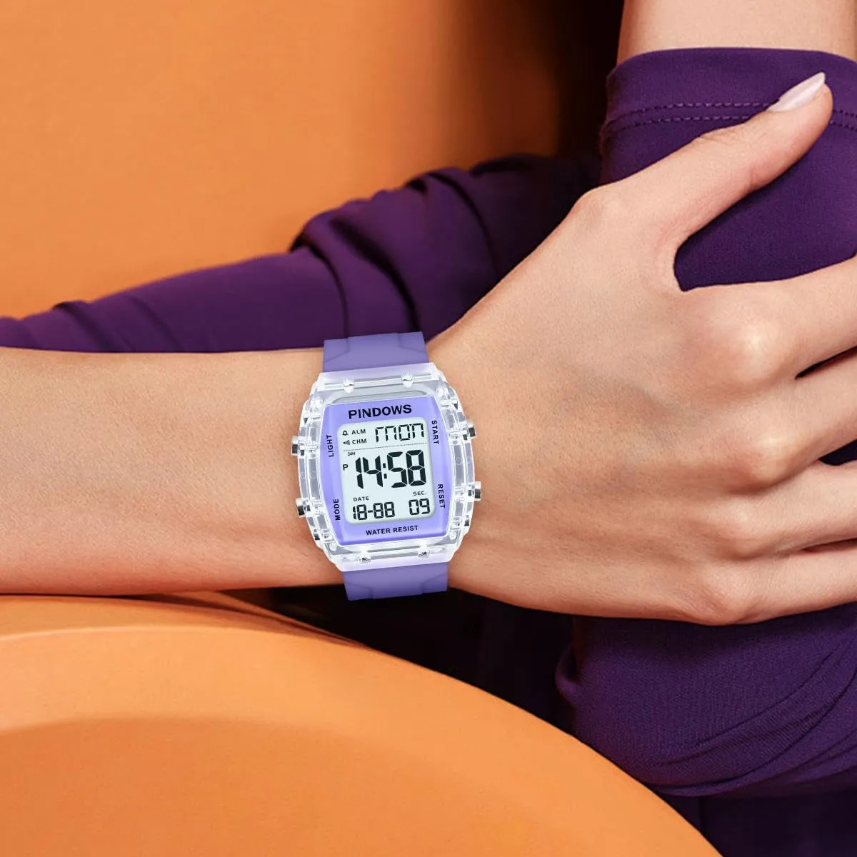 Donna Orologio per Donna Adolescenti Orologio sportivo Digitale Orologi Studenti Orologi Impermeabili con Allarme Cronometro Conto Alla Rovescia Dual-Time Suoneria Oraria Funzione Alta Luminosità Luce - immagine 6