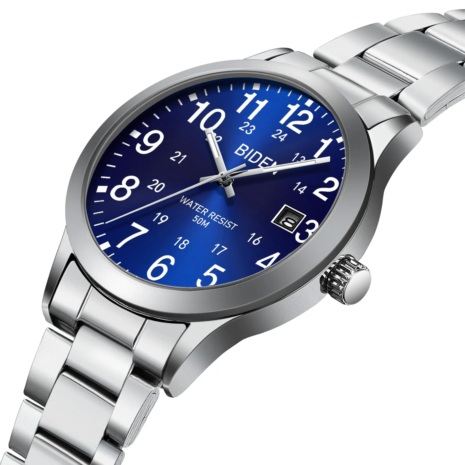 LN LENQIN Orologio Uomo Acciaio Inox Analogico Quarzo Impermeabile Datario - immagine 3