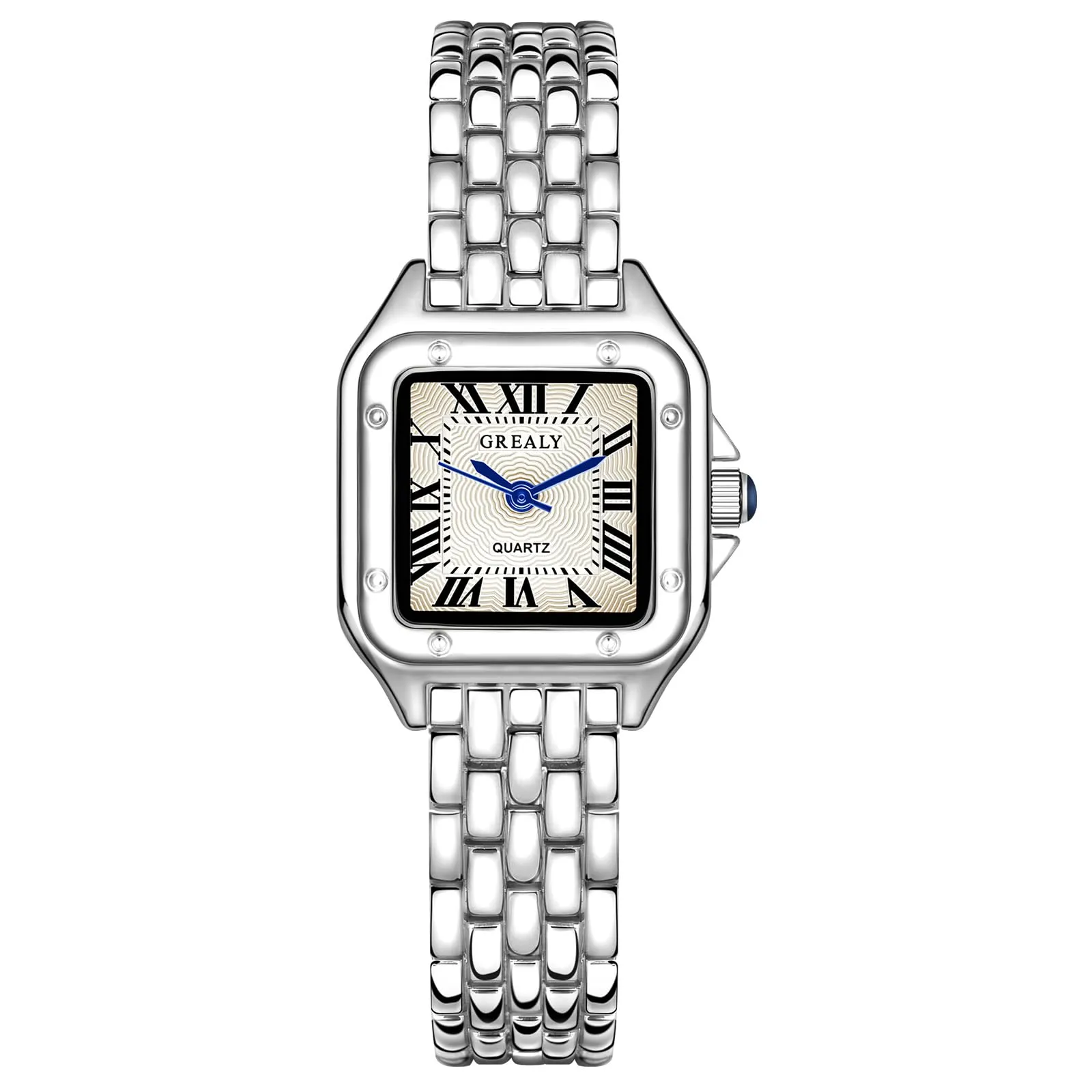 AOOSU Orologio da Donna, Orologio Donna Piccolo, Orologios Analogico al Quarzo con Cinturino in Acciaio, Cassa Rettangolare Quadrante Romano (Argento) - immagine 1