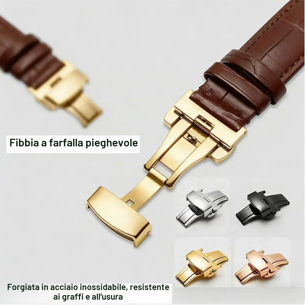 PCAORLEORS Cinturino in vero cuoio per orologio, cinturino in pelle di bambù a maglie di coccodrillo, cinturino in pelle di coccodrillo a sgancio rapido, 20mm 22mm 24mm 26mm Cinturini in vero cuoio - immagine 6