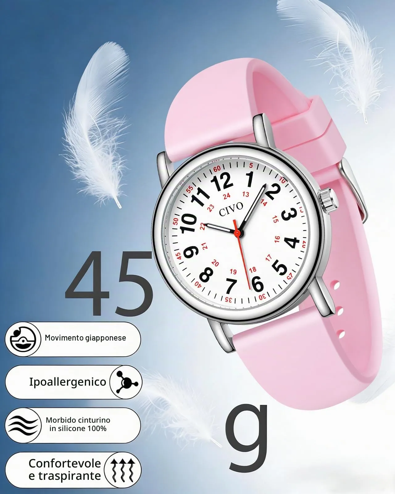CIVO Orologio Donna Infermiere Analogico: Impermeabile Scala 12/24 Ore con Secondi - Orologi da Polso Quarzo Luminoso - Regalo per Studente di Medicina - immagine 4