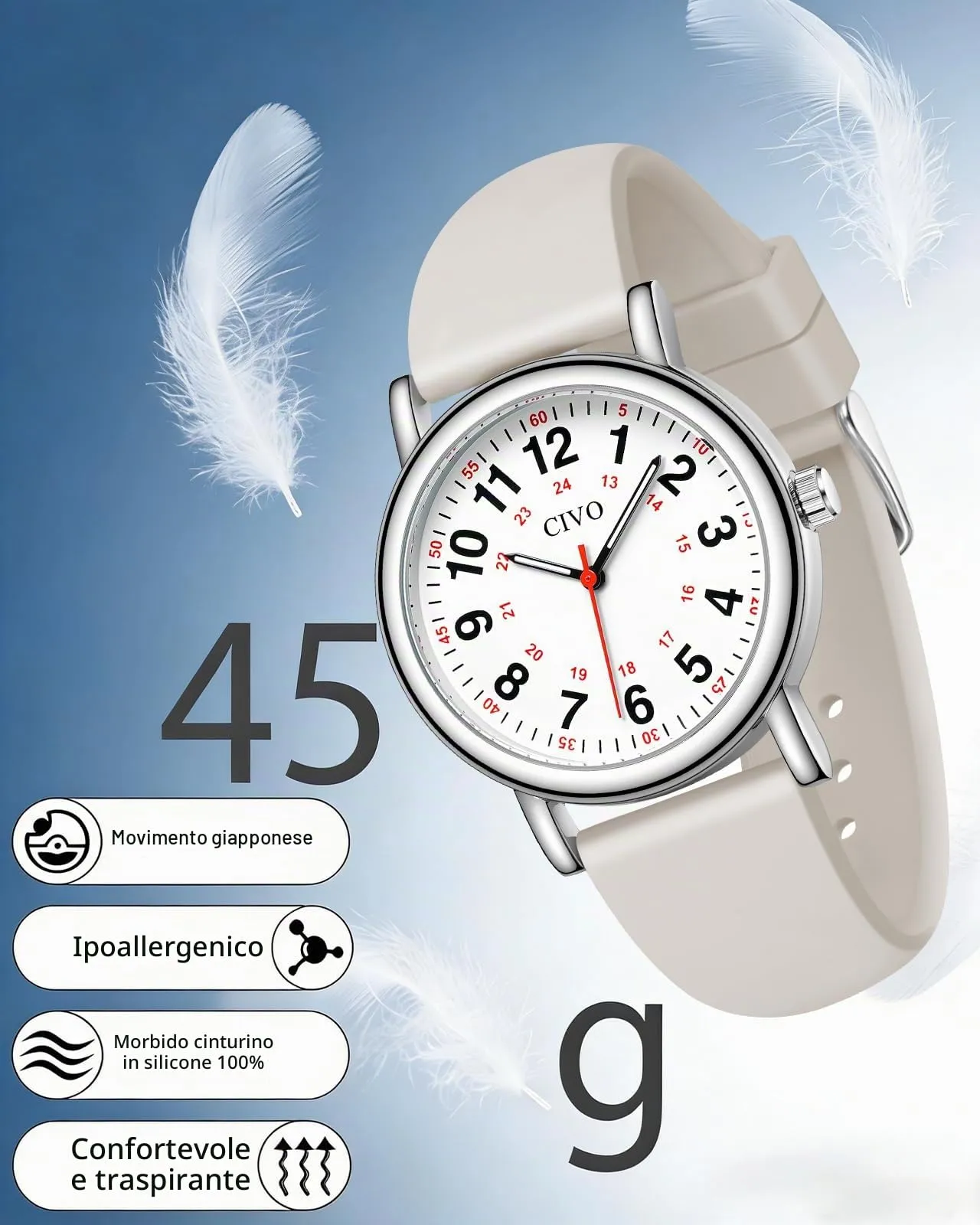 CIVO Orologio Analogico Donna Uomo: Impermeabile Scala 12/24 Ore con Secondi - Orologi da Polso Quarzo Luminoso - Regalo per Studente di Medicina Unisex - immagine 4