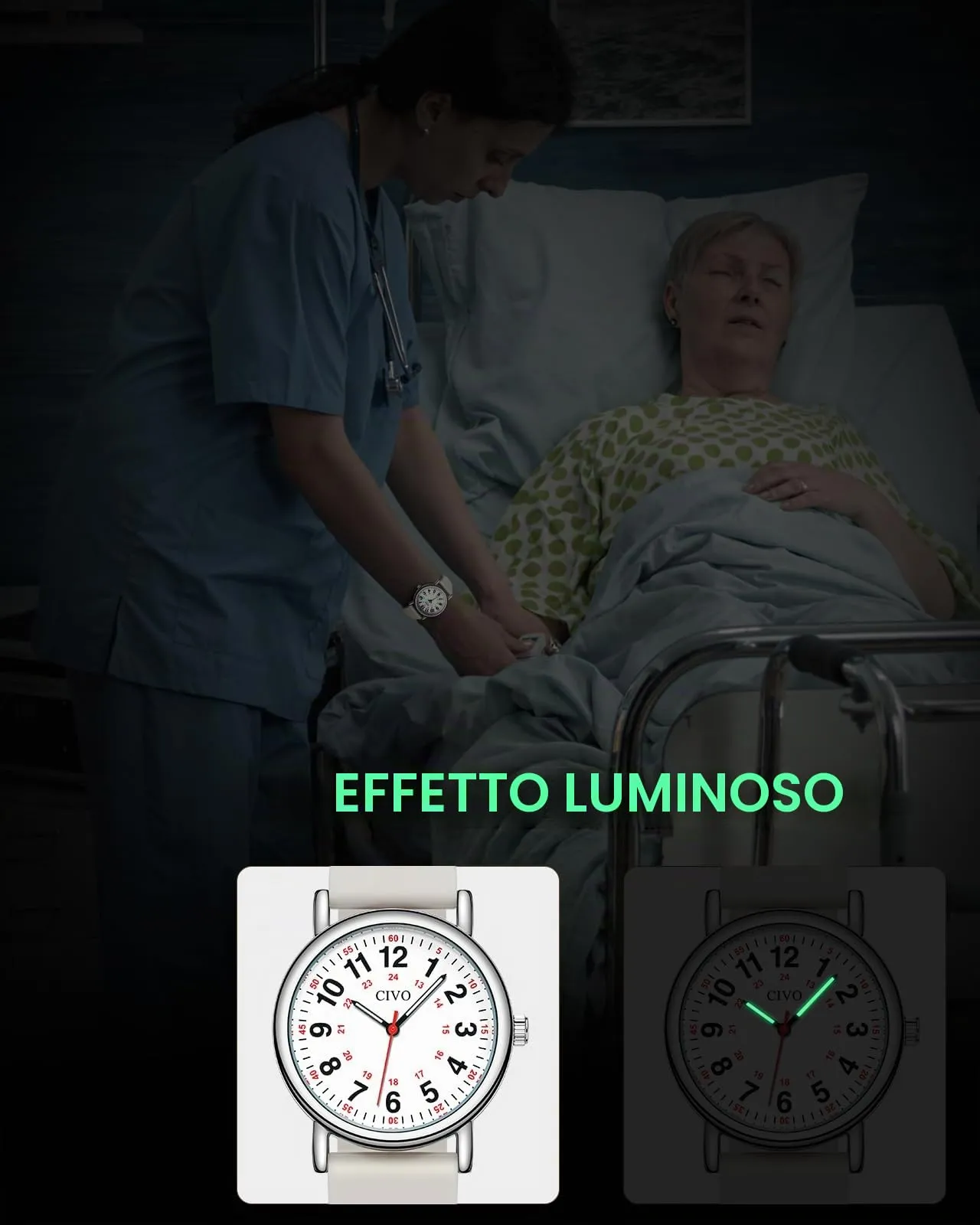CIVO Orologio Analogico Donna Uomo: Impermeabile Scala 12/24 Ore con Secondi - Orologi da Polso Quarzo Luminoso - Regalo per Studente di Medicina Unisex - immagine 5