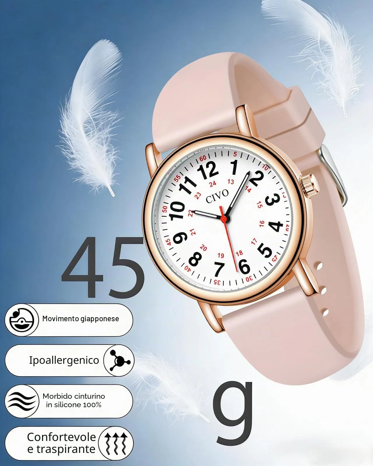 CIVO Orologio Infermiere Donna Analogico: Impermeabile Orologi da Polso Quarzo con Quadrante di Facile Lettura - Regalo per Studente di Medicina - immagine 4