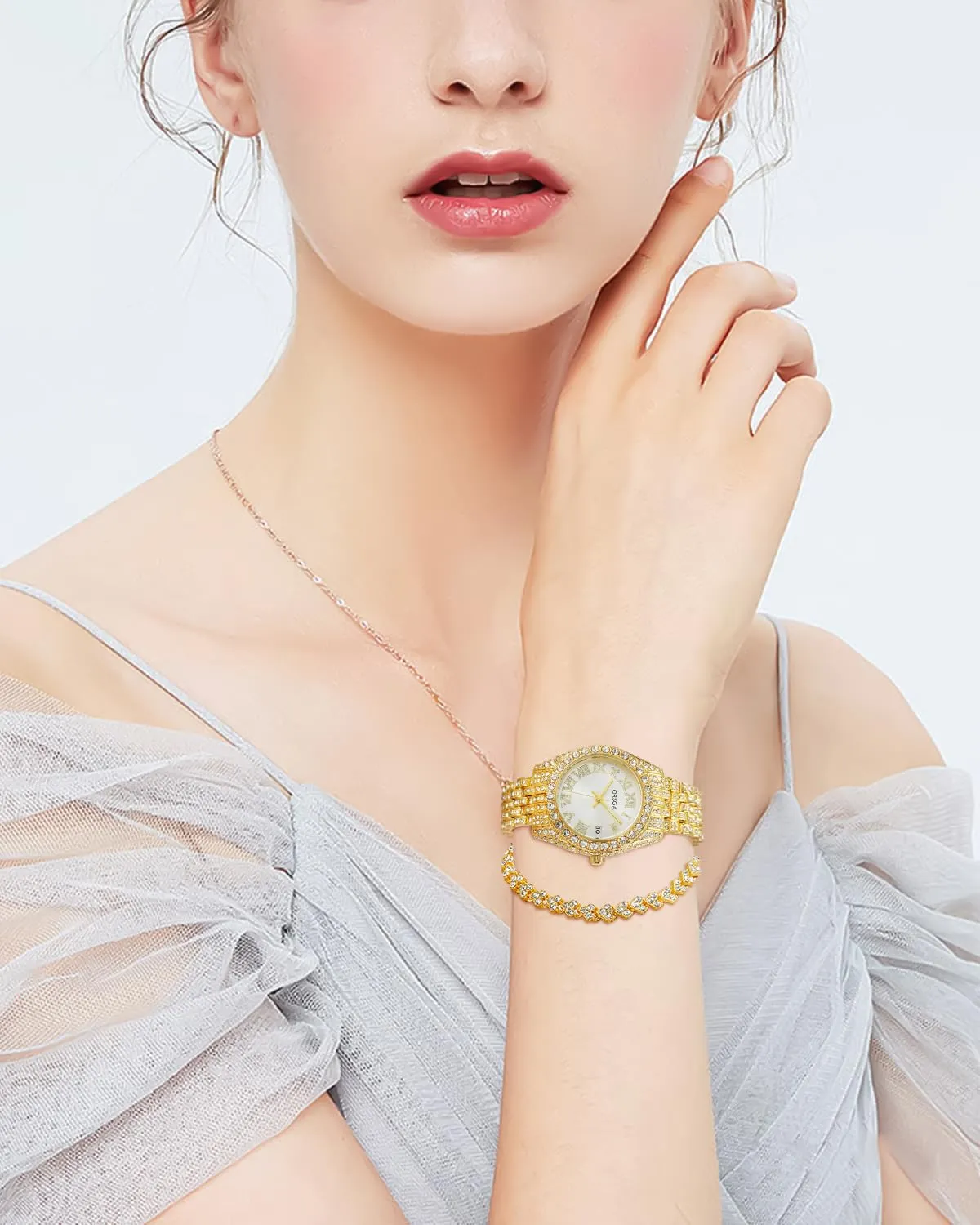 CIVO Orologio Oro Donna Impermeabile: Acciaio Inossidabile Analogico - Orologi da Polso Classico Affari Quarzo Calendario Luminosi Set Regali Eleganti per Donna - immagine 4