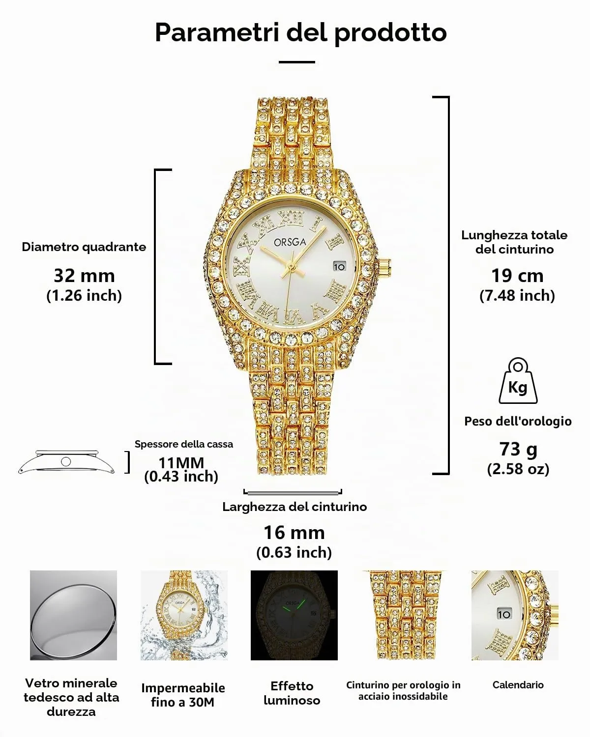 CIVO Orologio Oro Donna Impermeabile: Acciaio Inossidabile Analogico - Orologi da Polso Classico Affari Quarzo Calendario Luminosi Set Regali Eleganti per Donna - immagine 5