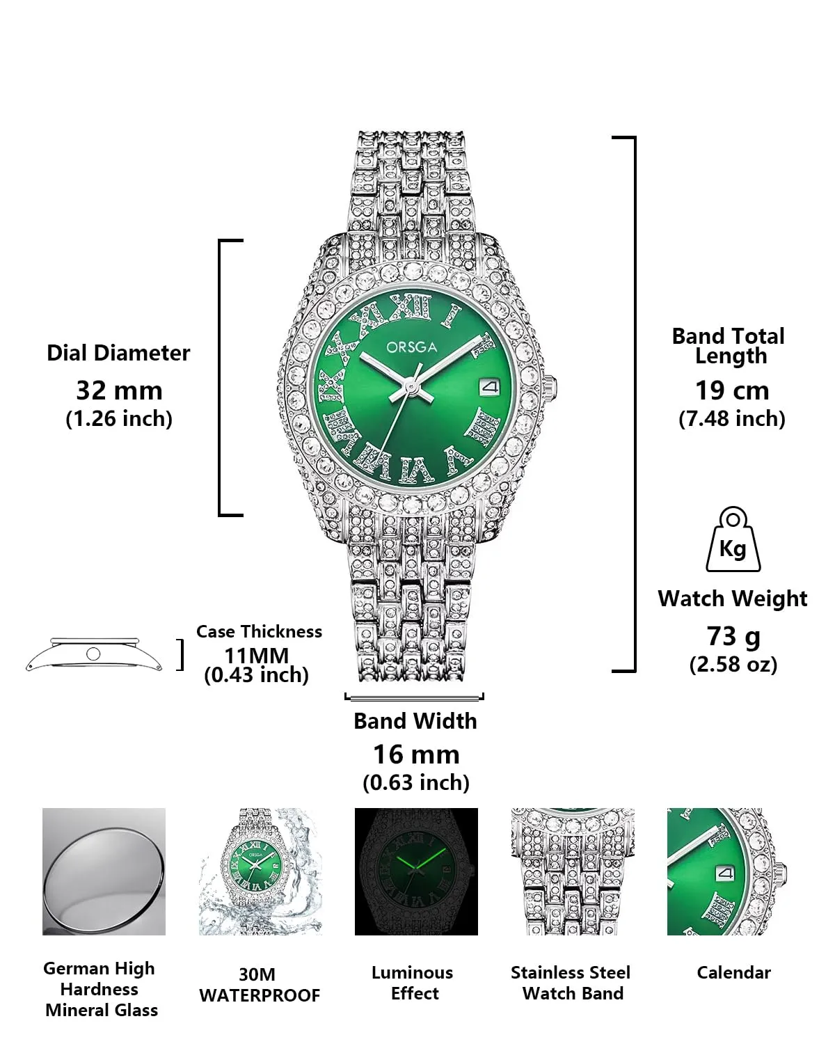 CIVO Orologio Argento Donna Impermeabile: Acciaio Inossidabile Analogico - Orologi da Polso Classico Affari Quarzo Calendario Luminosi Set Regali Eleganti per Donna - immagine 3