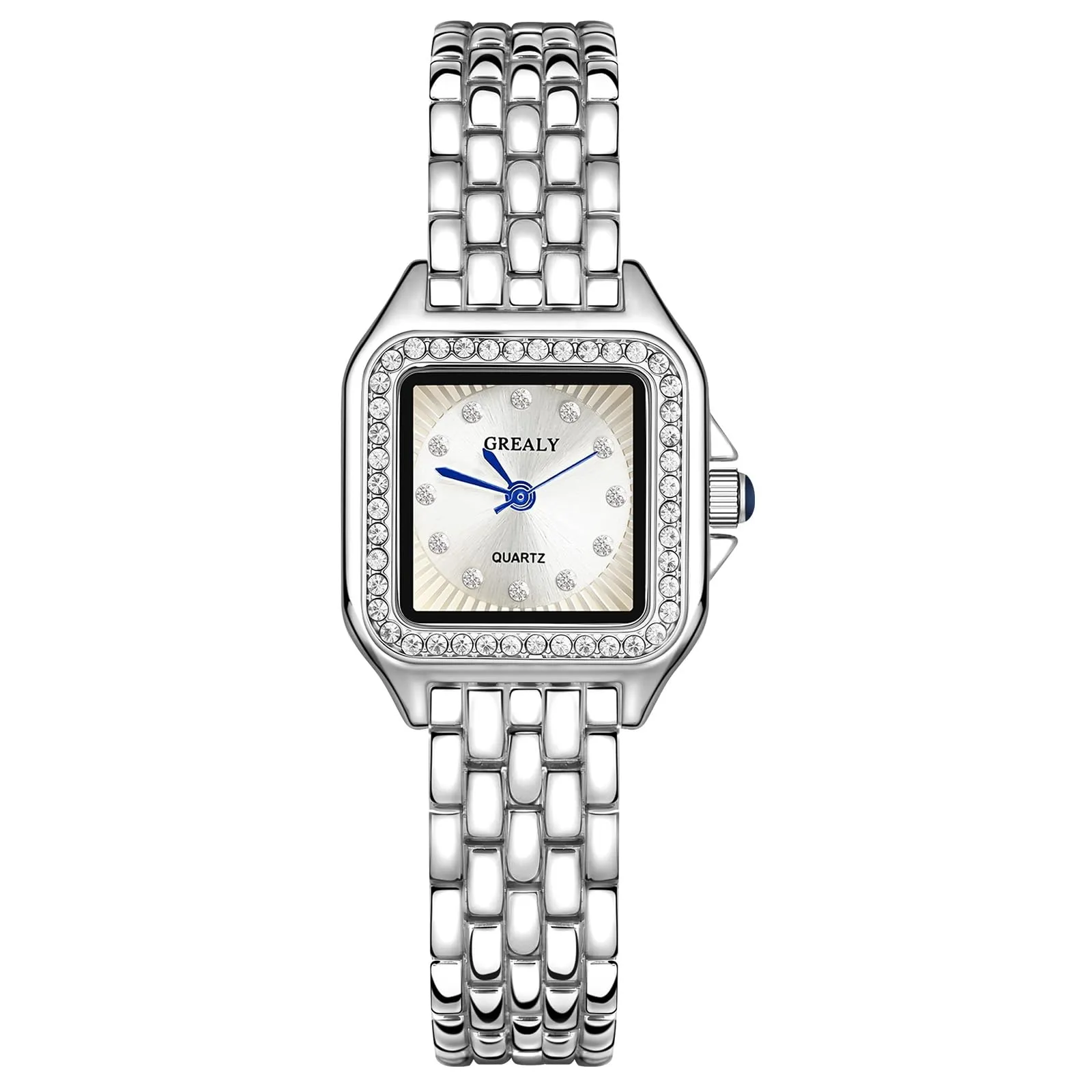 AOOSU Orologio da Donna, Orologio Donna Piccolo, Orologios Analogico al Quarzo con Cinturino in Acciaio, Cassa Rettangolare Quadrante Romano (Argento) - immagine 1