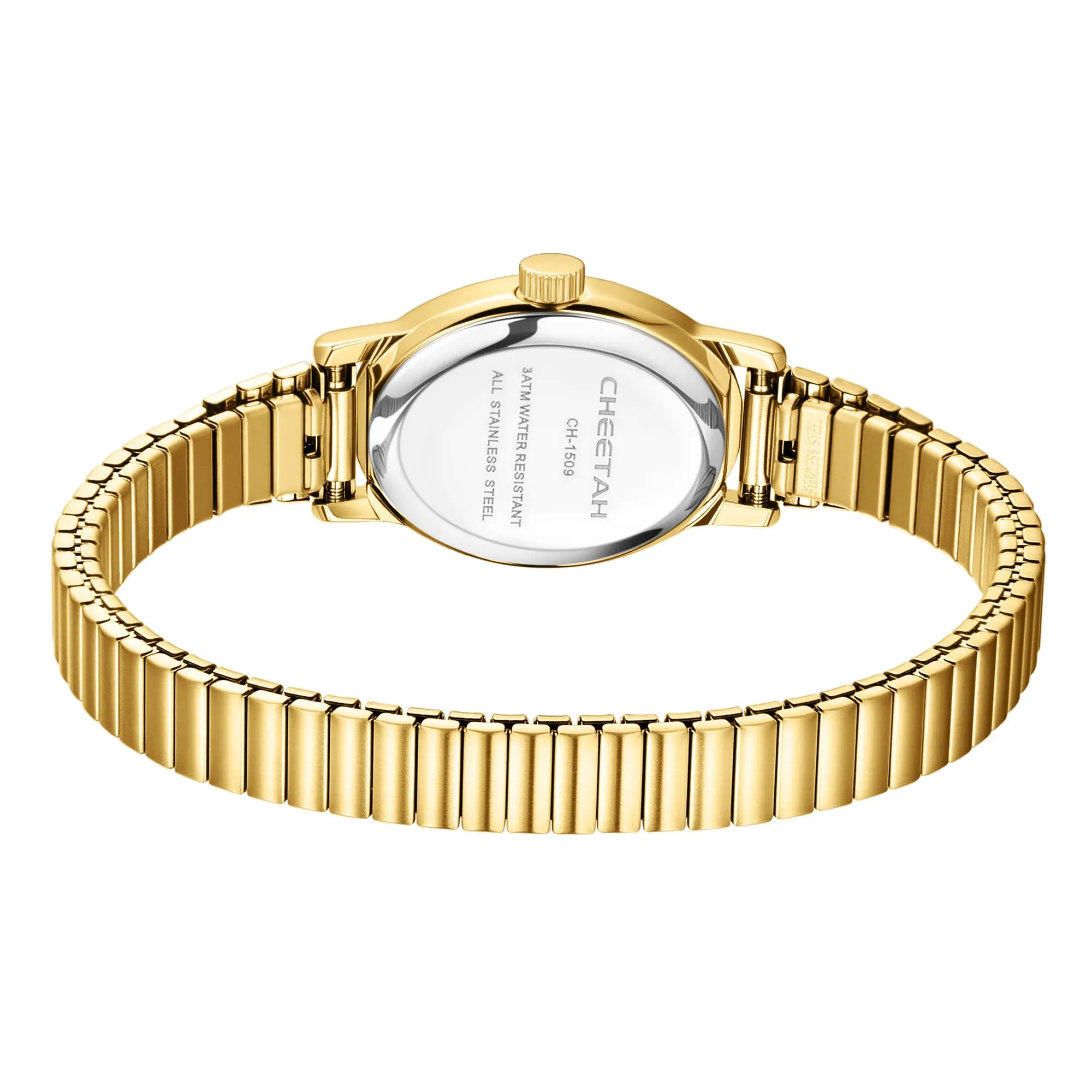 CHEETAH Orologio Donna Dorato Elegante al Quarzo: Orologio Impermeabile con Cinturino Regolabile in Acciaio Inossidabile e Quadrante Semplice con Numeri Romani - immagine 3