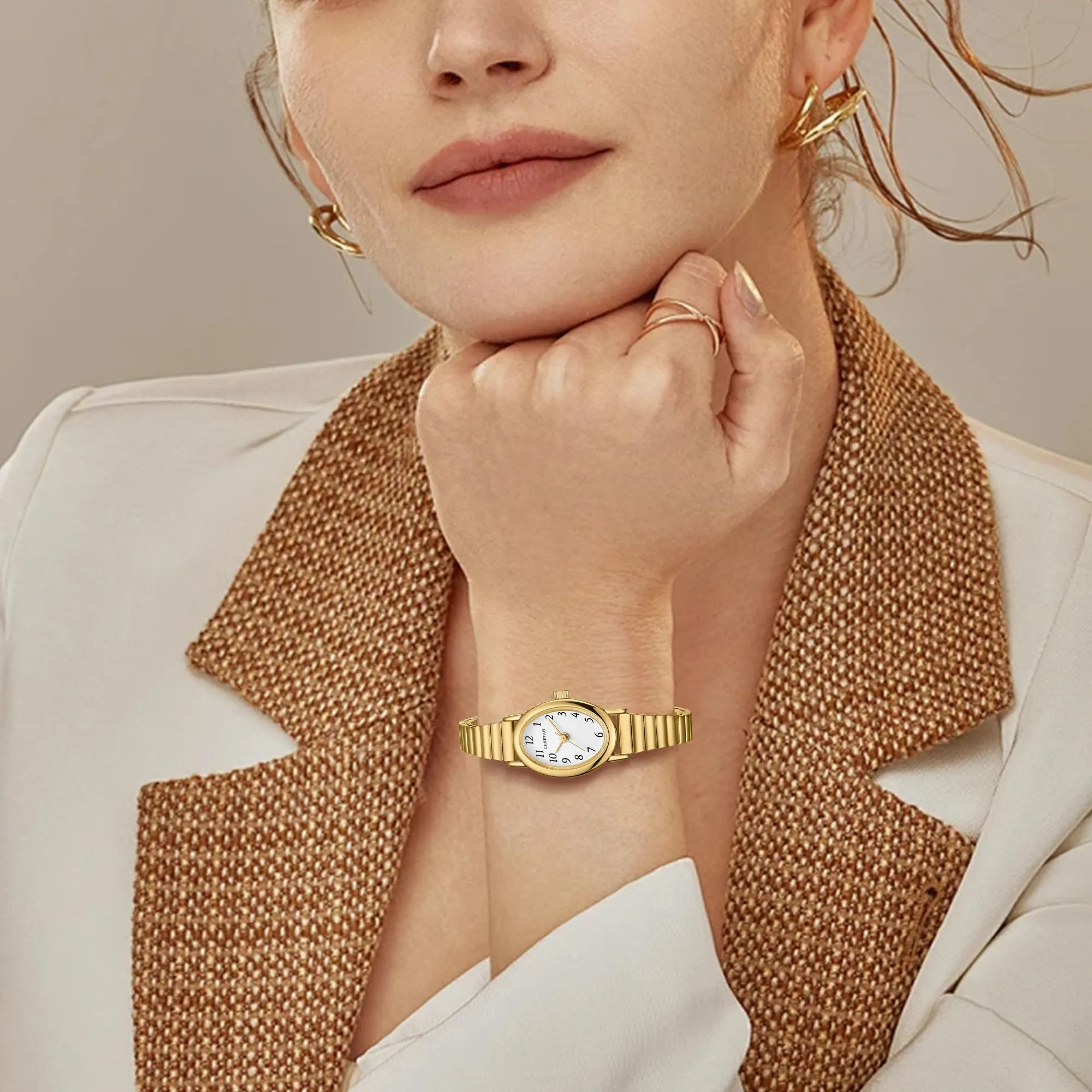 CHEETAH Orologio da Polso Donna Dorato Elegante: Orologio al Quarzo Impermeabile con Design Casual in Stile Stockholm per Ragazze e Giovani Donne - immagine 6