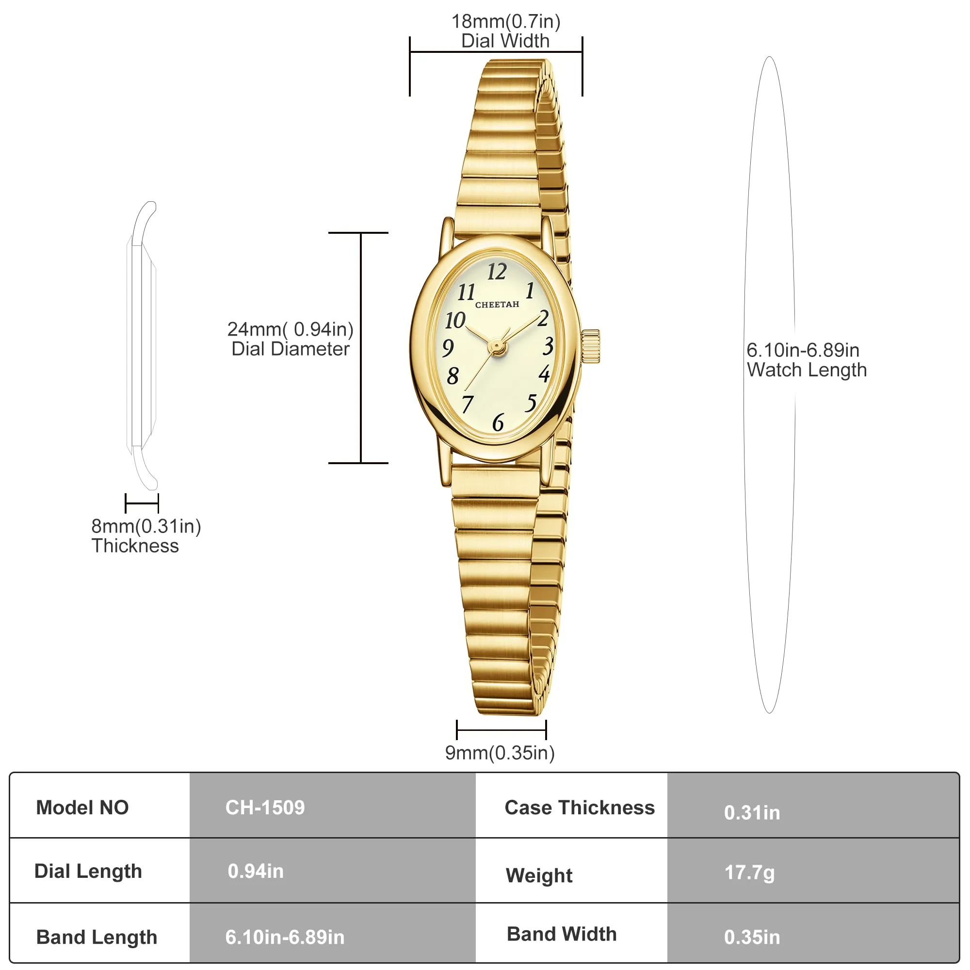CHEETAH Orologio da Polso Donna Dorato Elegante: Orologio al Quarzo Impermeabile con Design Casual in Stile Stockholm per Ragazze e Giovani Donne - immagine 8