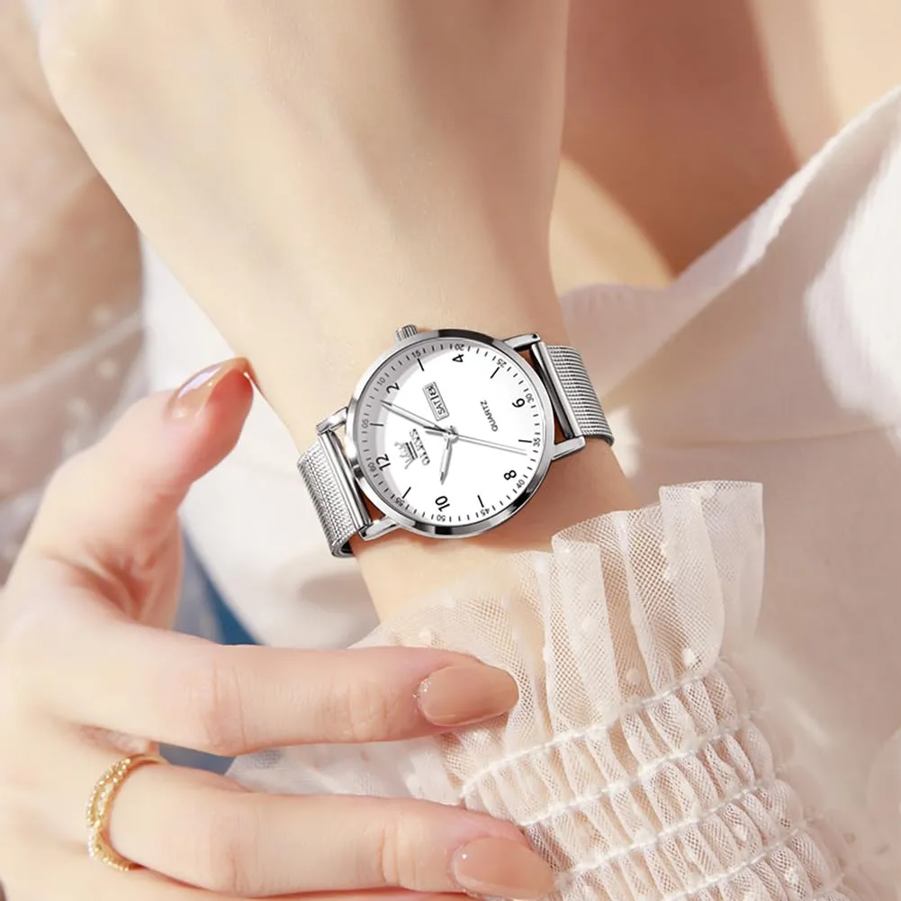 RAITOWN Orologio Donna Quarzo 8mm Ultrafino Maglia Milanesa Argento - immagine 3