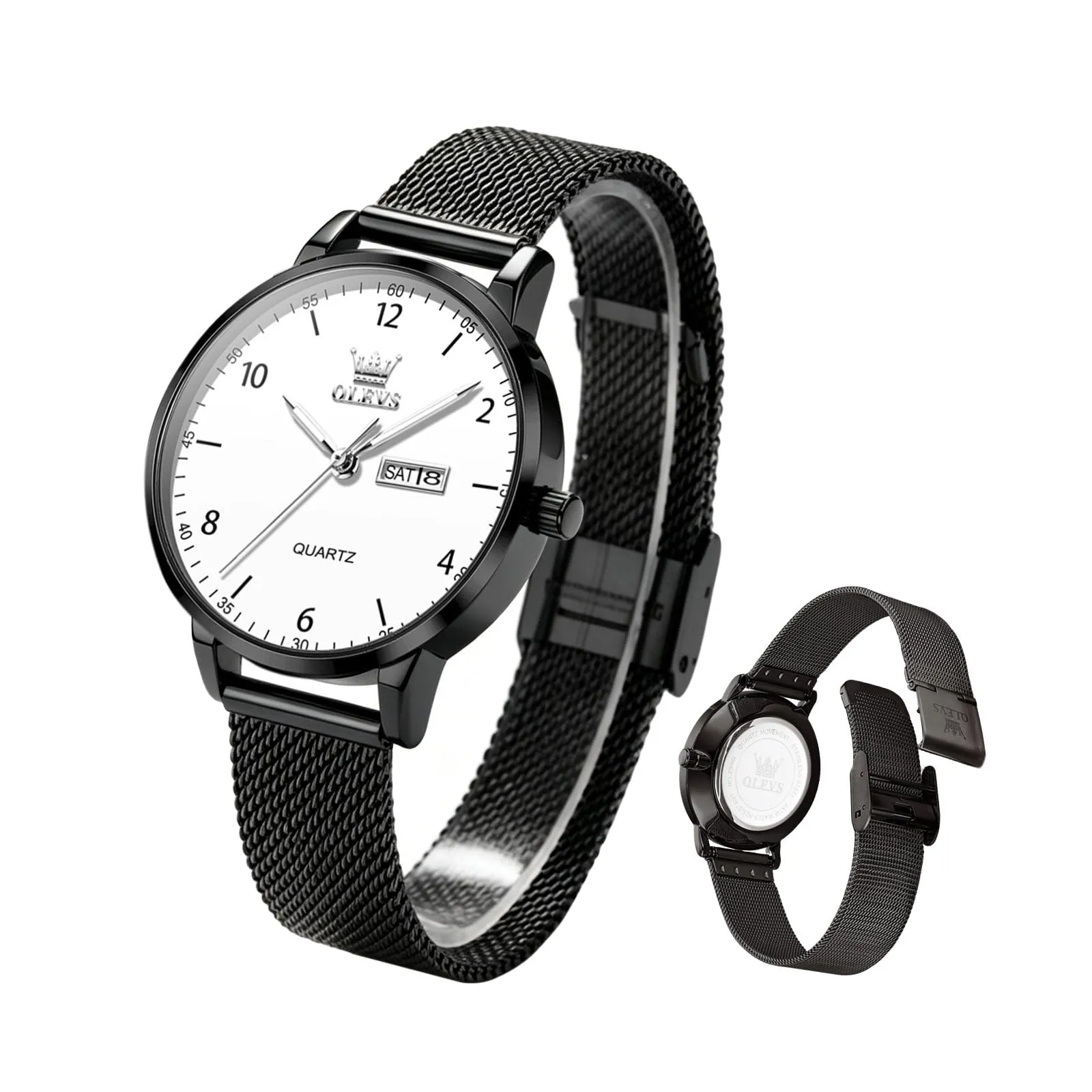 RAITOWN Orologio Donna Quarzo 8mm Ultrafino Maglia Milanesa Nero Bianco - immagine 1