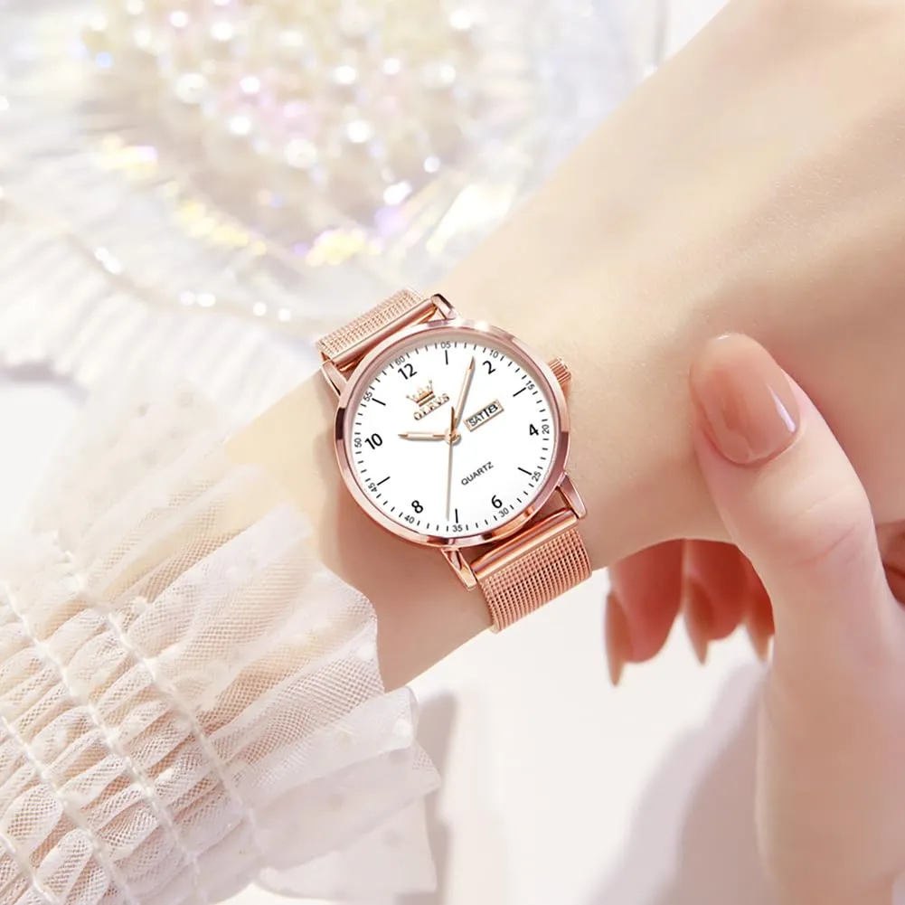 RAITOWN Orologio Donna Quarzo 8mm Ultrafino Maglia Milanesa Oro Rosa - immagine 2