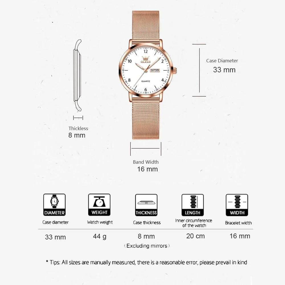 RAITOWN Orologio Donna Quarzo 8mm Ultrafino Maglia Milanesa Oro Rosa - immagine 5