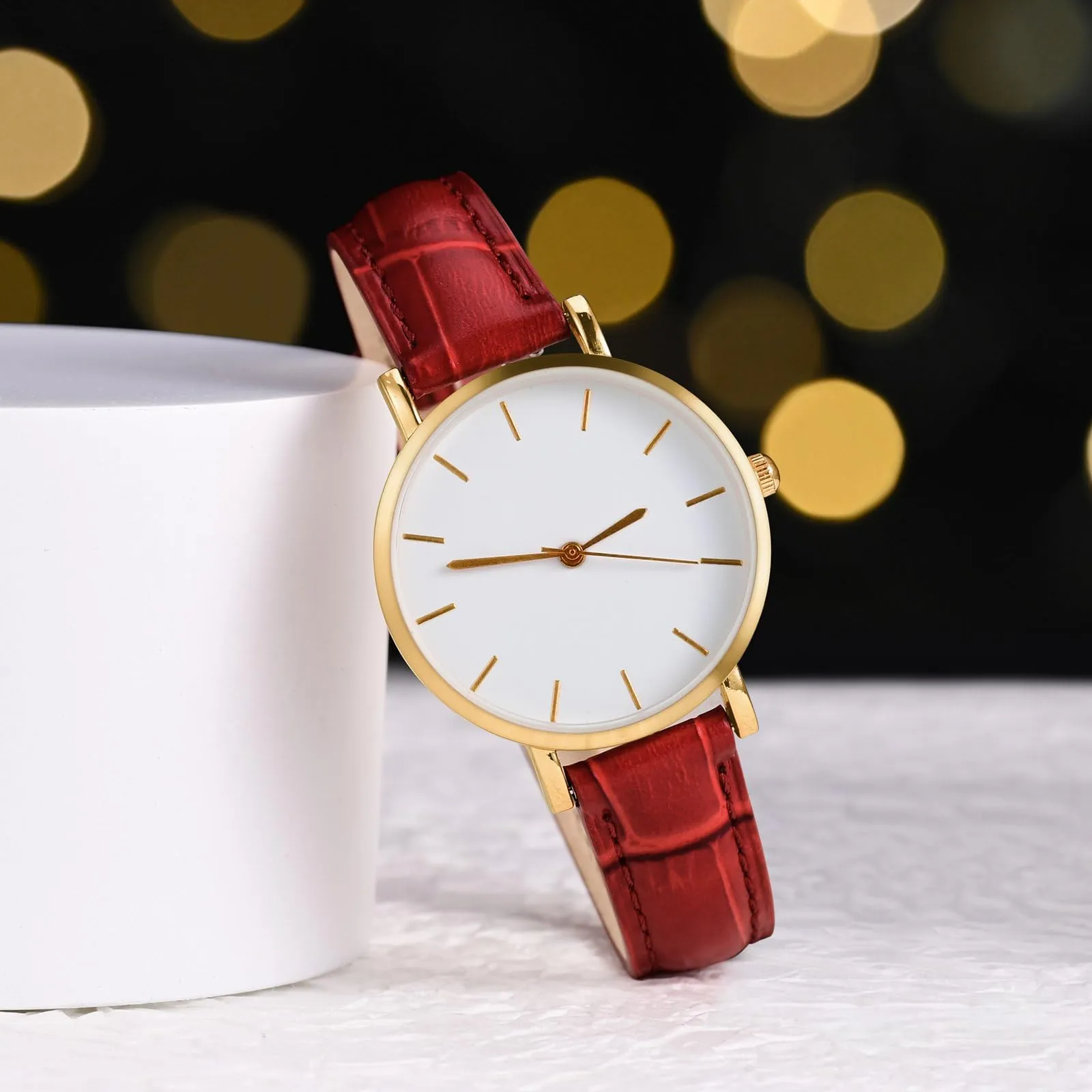 WOCCI 16mm Cinturino Orologio in Pelle da Donna, Grana di Alligatore Goffrata, Pelle Fiore Superiore, Sgancio Rapido, Fibbia Argento (Rosso Rubino) - immagine 8