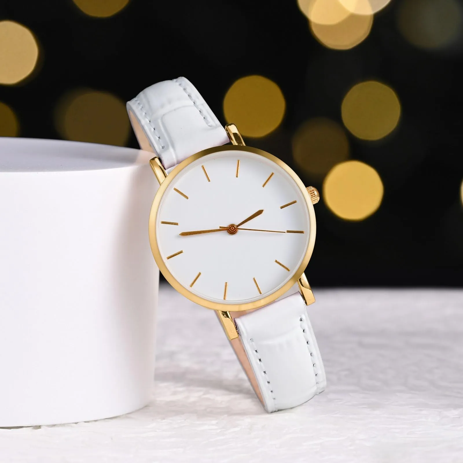 WOCCI 12mm Cinturino Orologio in Pelle da Donna, Grana di Alligatore Goffrata, Pelle Fiore Superiore, Sgancio Rapido, Fibbia Oro Rosa (Bianco) - immagine 8