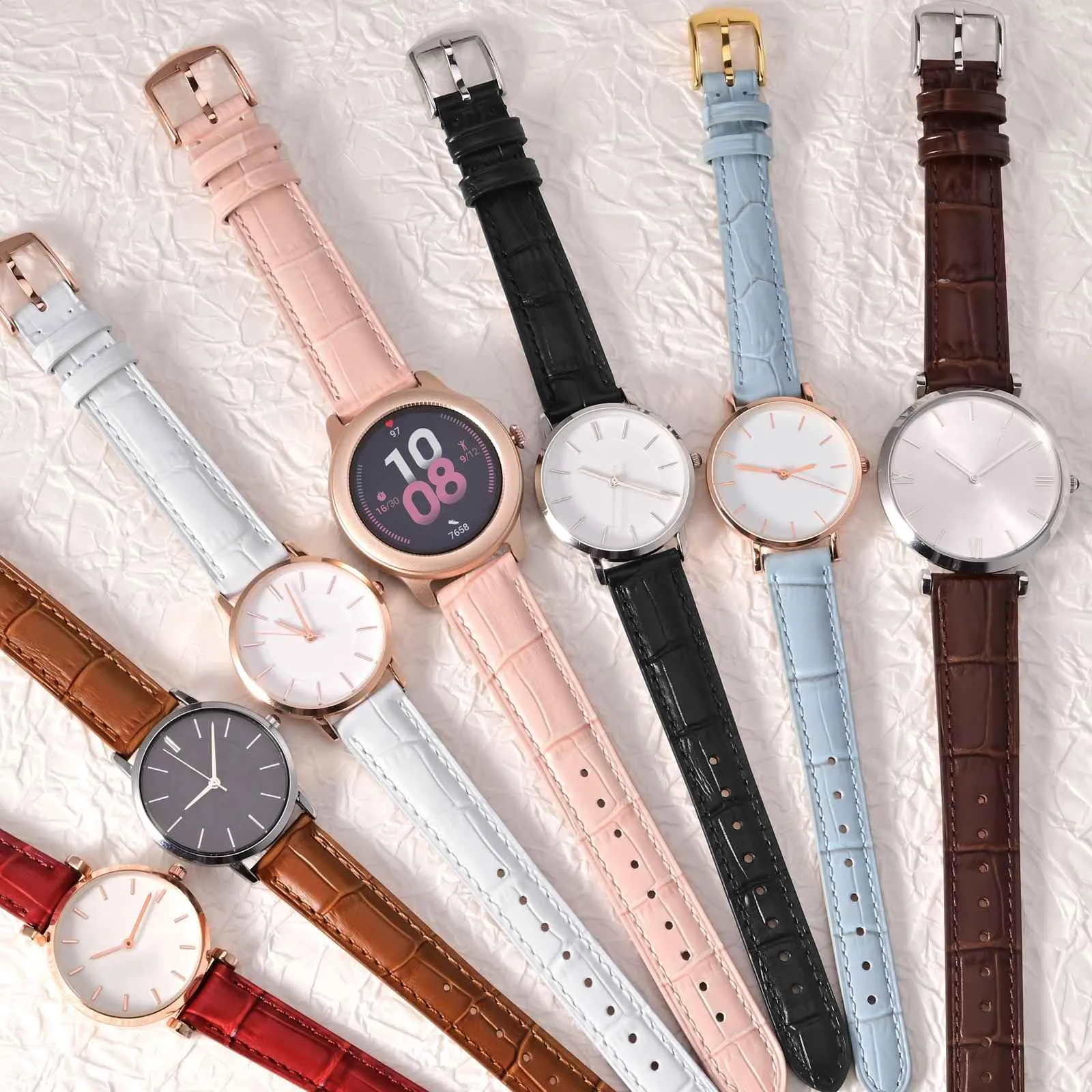 WOCCI 16mm Cinturino Orologio in Pelle da Donna, Grana di Alligatore Goffrata, Pelle Fiore Superiore, Sgancio Rapido, Fibbia Oro Rosa (Marrone Caramello) - immagine 7