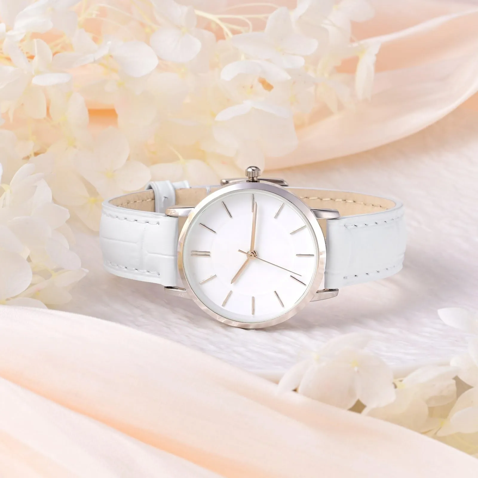 WOCCI 14mm Cinturino Orologio in Pelle da Donna, Grana di Alligatore Goffrata, Pelle Fiore Superiore, Sgancio Rapido, Fibbia Oro (Bianco) - immagine 9