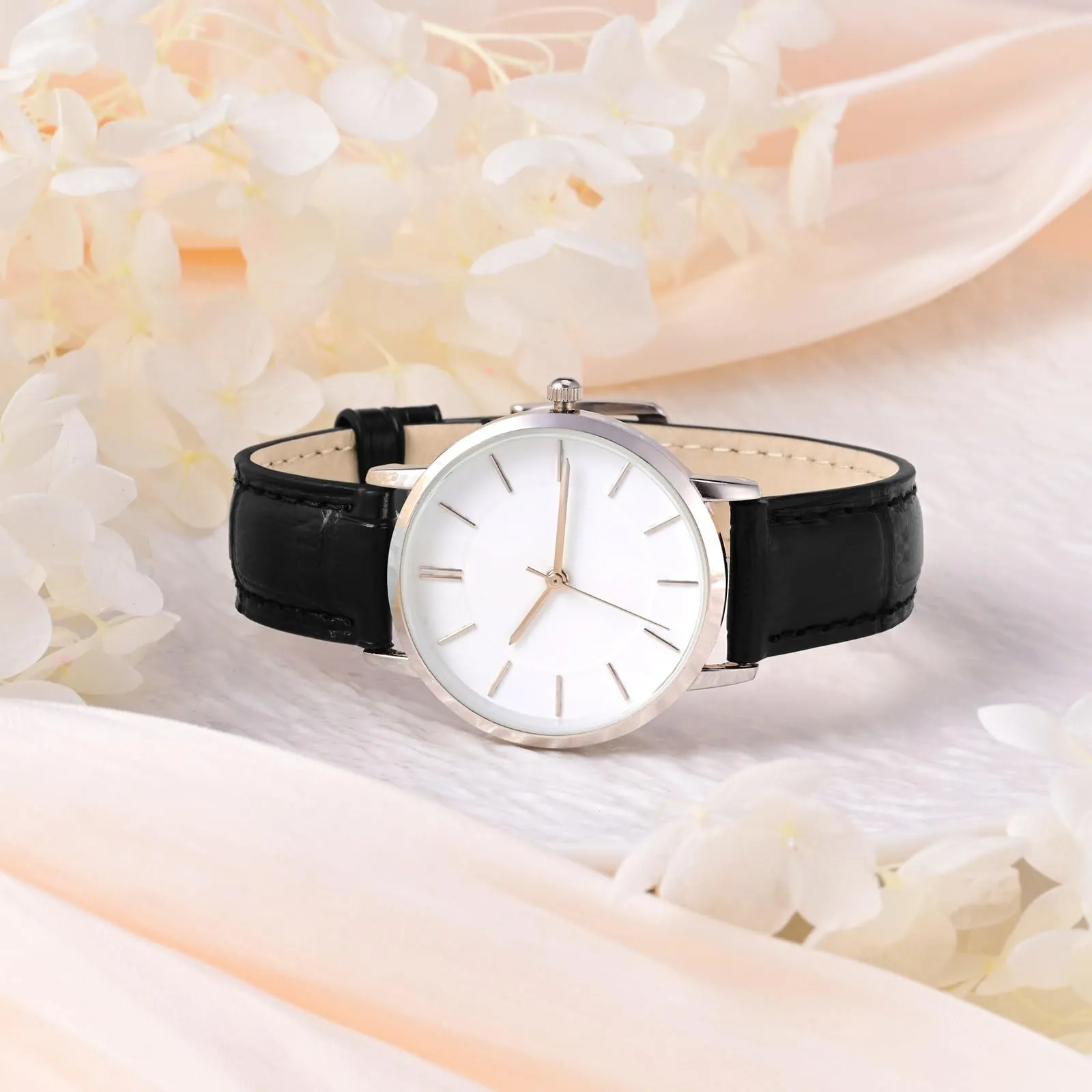 WOCCI 20mm Cinturino Orologio in Pelle da Donna, Grana di Alligatore Goffrata, Pelle Fiore Superiore, Sgancio Rapido, Fibbia Oro Rosa (Nero) - immagine 9