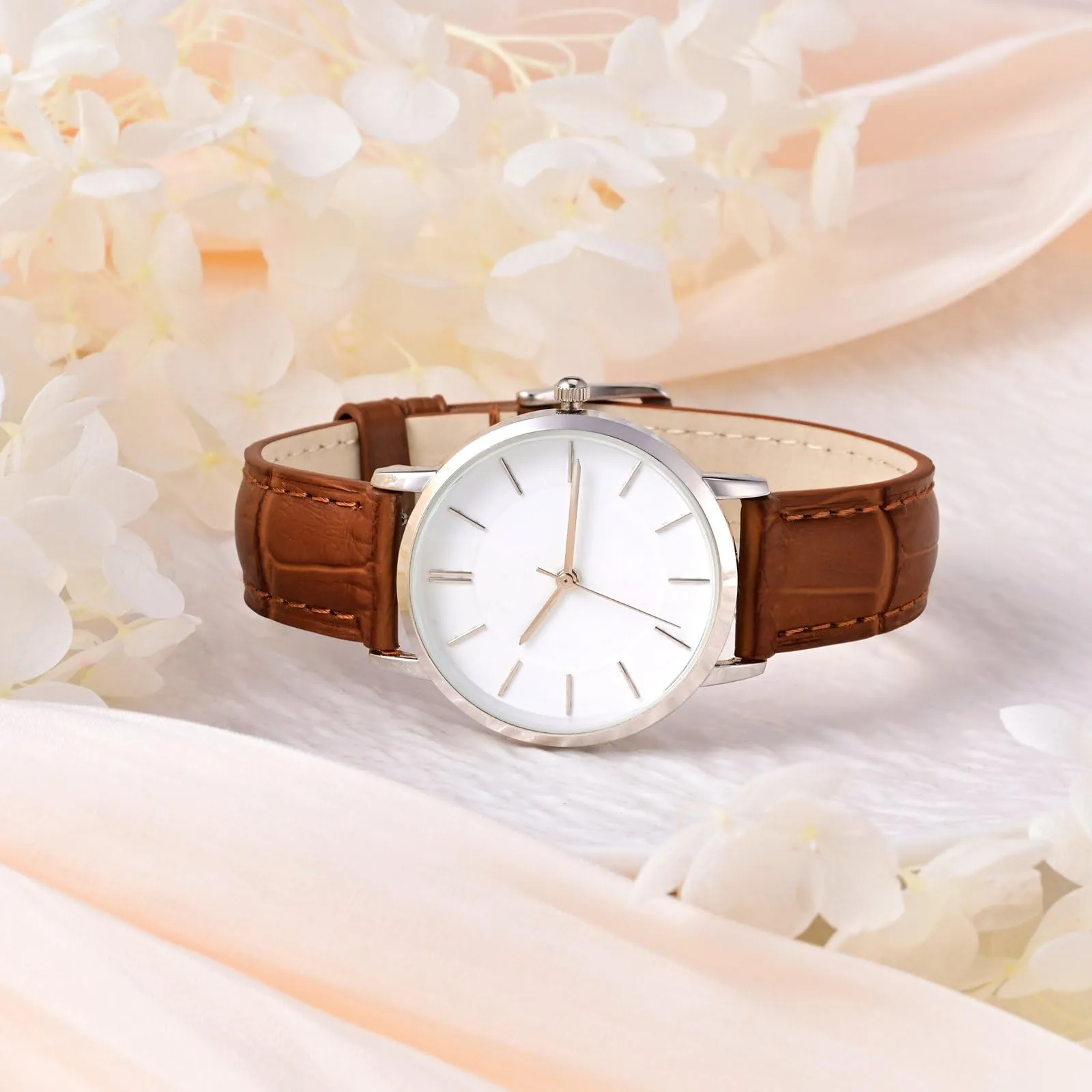 WOCCI 14mm Cinturino Orologio in Pelle da Donna, Grana di Alligatore Goffrata, Pelle Fiore Superiore, Sgancio Rapido, Fibbia Oro (Marrone Caramello) - immagine 9
