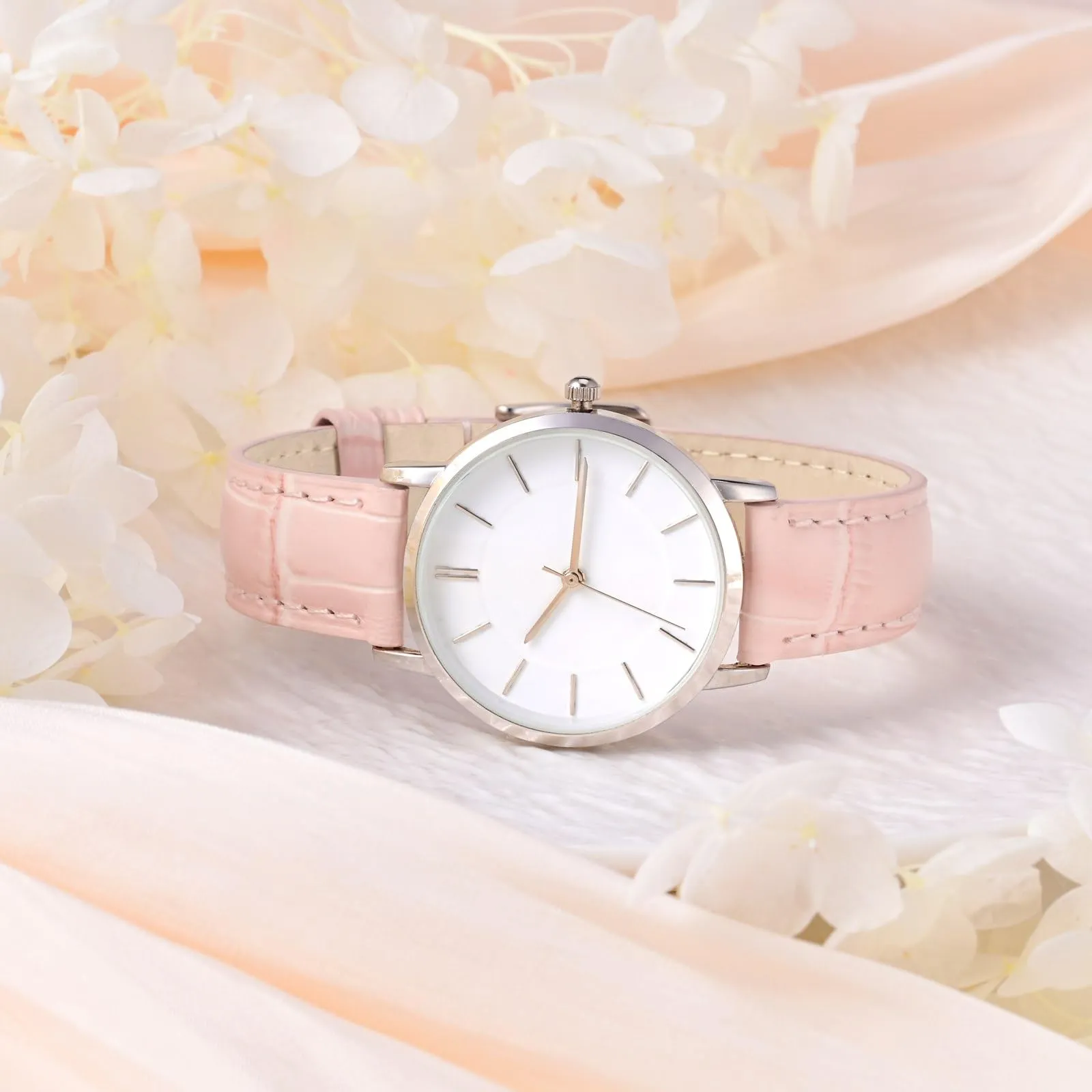 WOCCI 14mm Cinturino Orologio in Pelle da Donna, Grana di Alligatore Goffrata, Pelle Fiore Superiore, Sgancio Rapido, Fibbia Oro Rosa (Rosa Chiaro) - immagine 9