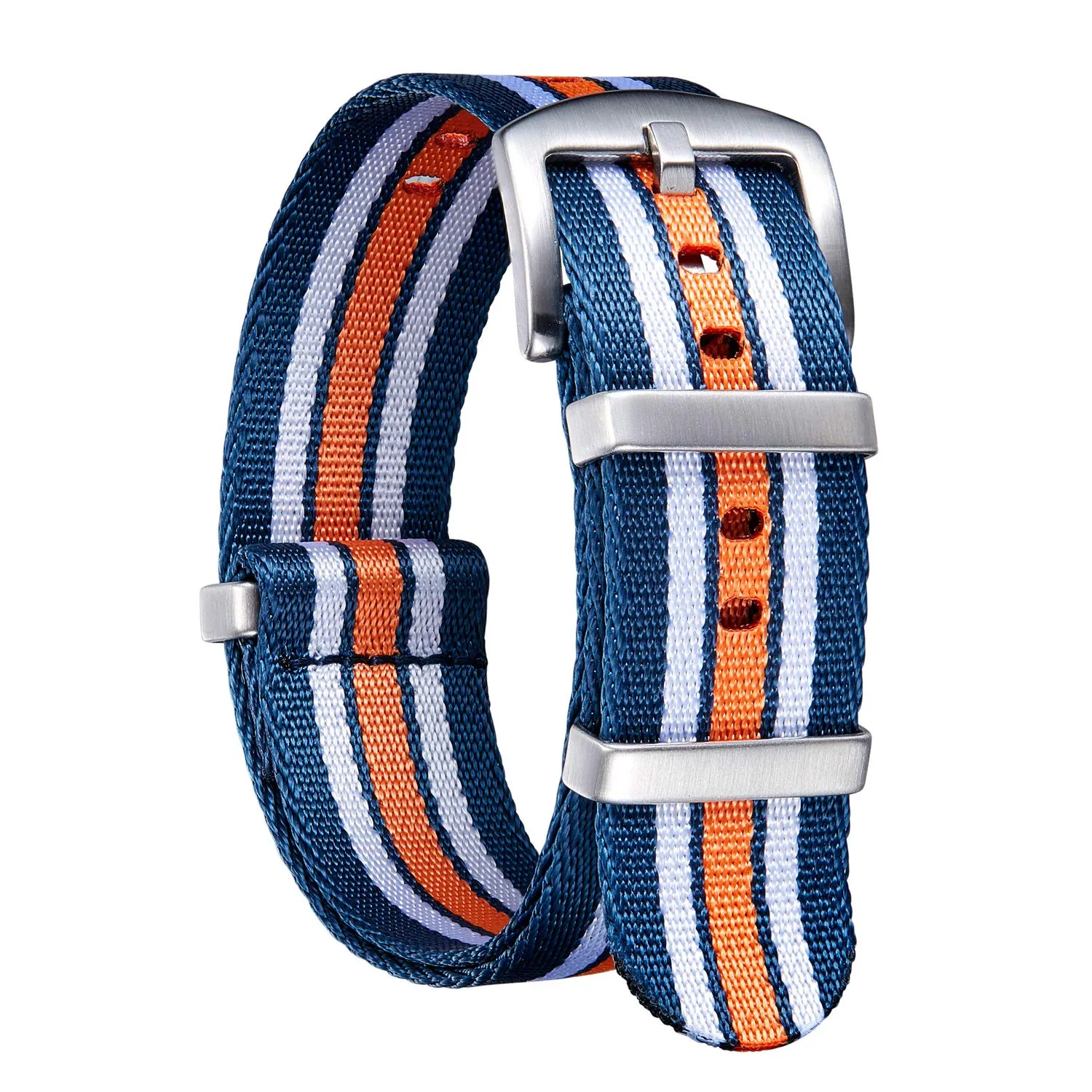 BINLUN Cinturini per Orologi in Nylon Ricambio Multicolore Balistico Premium con Nero/Argento Fibbia in Acciaio Inossidabile per Uomo Donna 18mm 20mm 22mm 24mm (Nuova Versione) - immagine 1