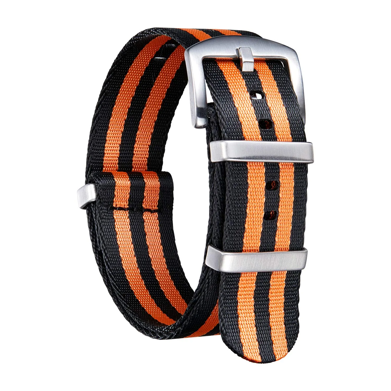 BINLUN Cinturini per Orologi in Nylon Ricambio Multicolore Balistico Premium con Nero/Argento Fibbia in Acciaio Inossidabile per Uomo Donna 18mm 20mm 22mm 24mm (Nuova Versione) - immagine 1