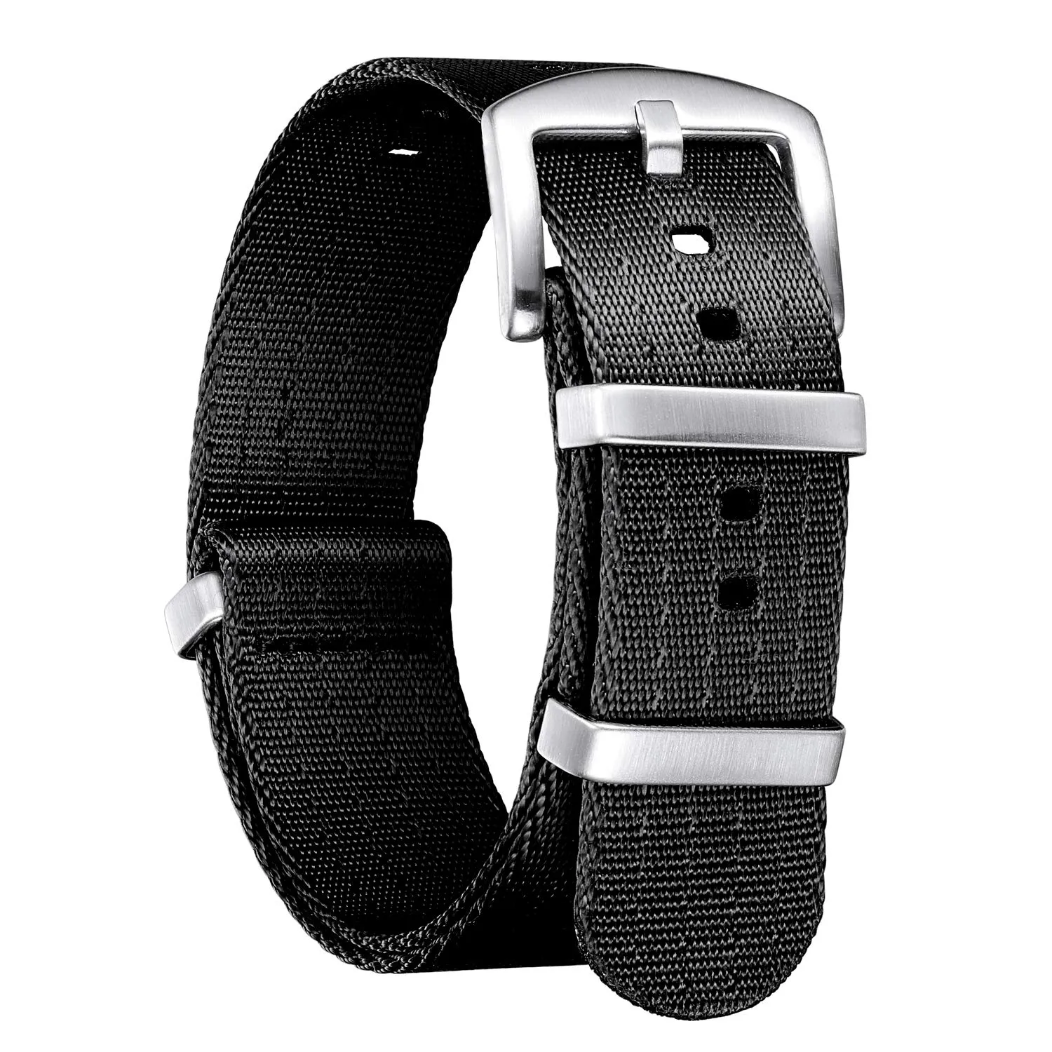BINLUN Cinturini per Orologi in Nylon Ricambio Multicolore Balistico Premium con Nero/Argento Fibbia in Acciaio Inossidabile per Uomo Donna 18mm 20mm 22mm 24mm (Nuova Versione) - immagine 1