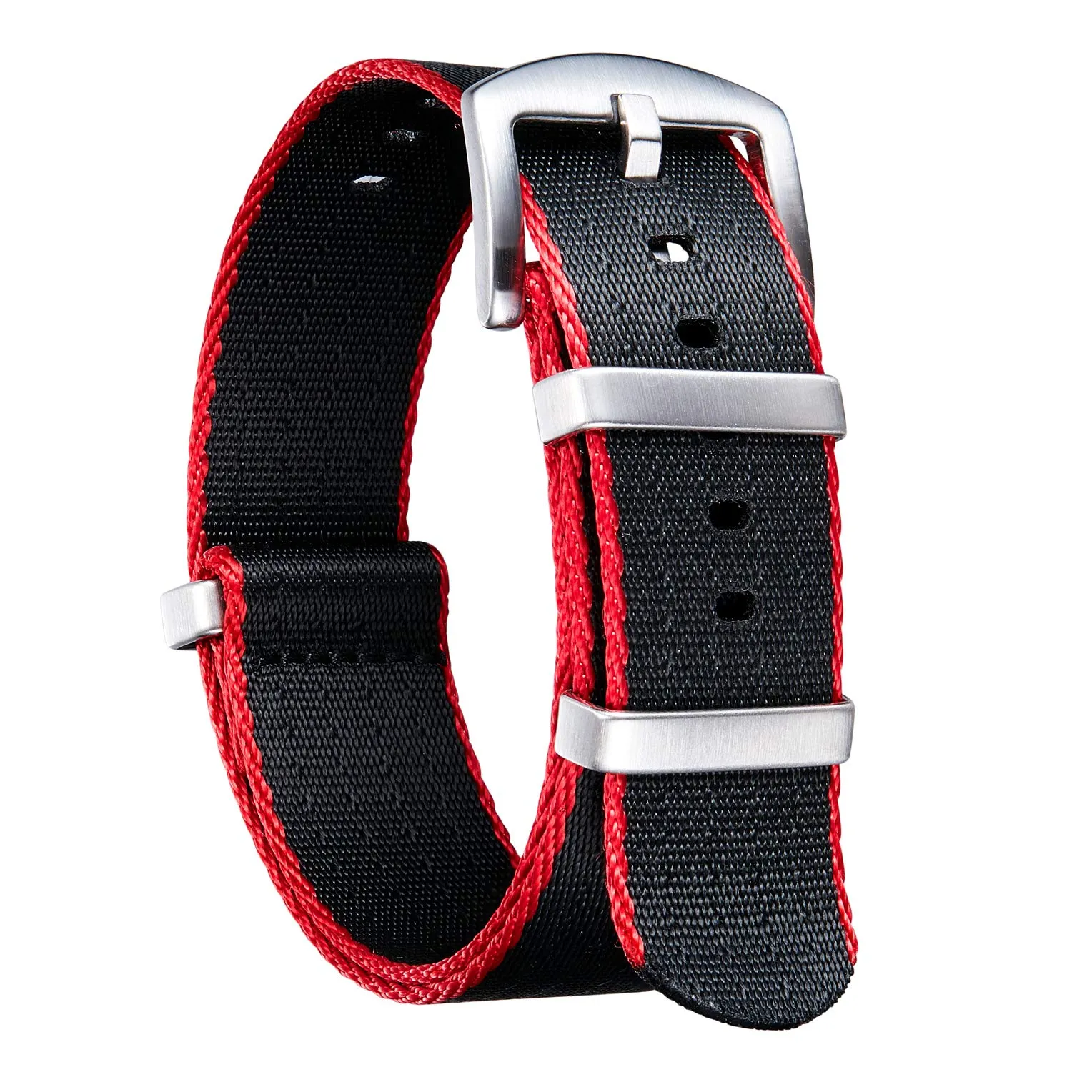 BINLUN Cinturini per Orologi in Nylon Ricambio Multicolore Balistico Premium con Nero/Argento Fibbia in Acciaio Inossidabile per Uomo Donna 18mm 20mm 22mm 24mm (Nuova Versione) - immagine 1