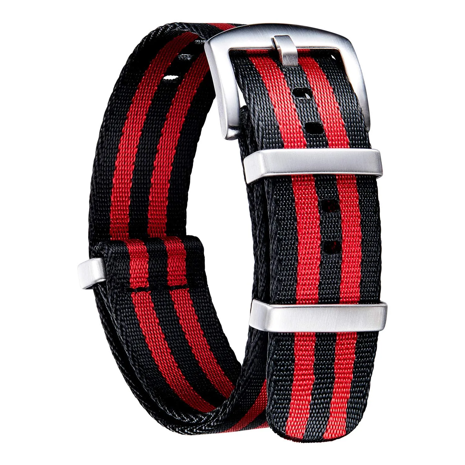 BINLUN Cinturini per Orologi in Nylon Ricambio Multicolore Balistico Premium con Nero/Argento Fibbia in Acciaio Inossidabile per Uomo Donna 18mm 20mm 22mm 24mm (Nuova Versione) - immagine 1