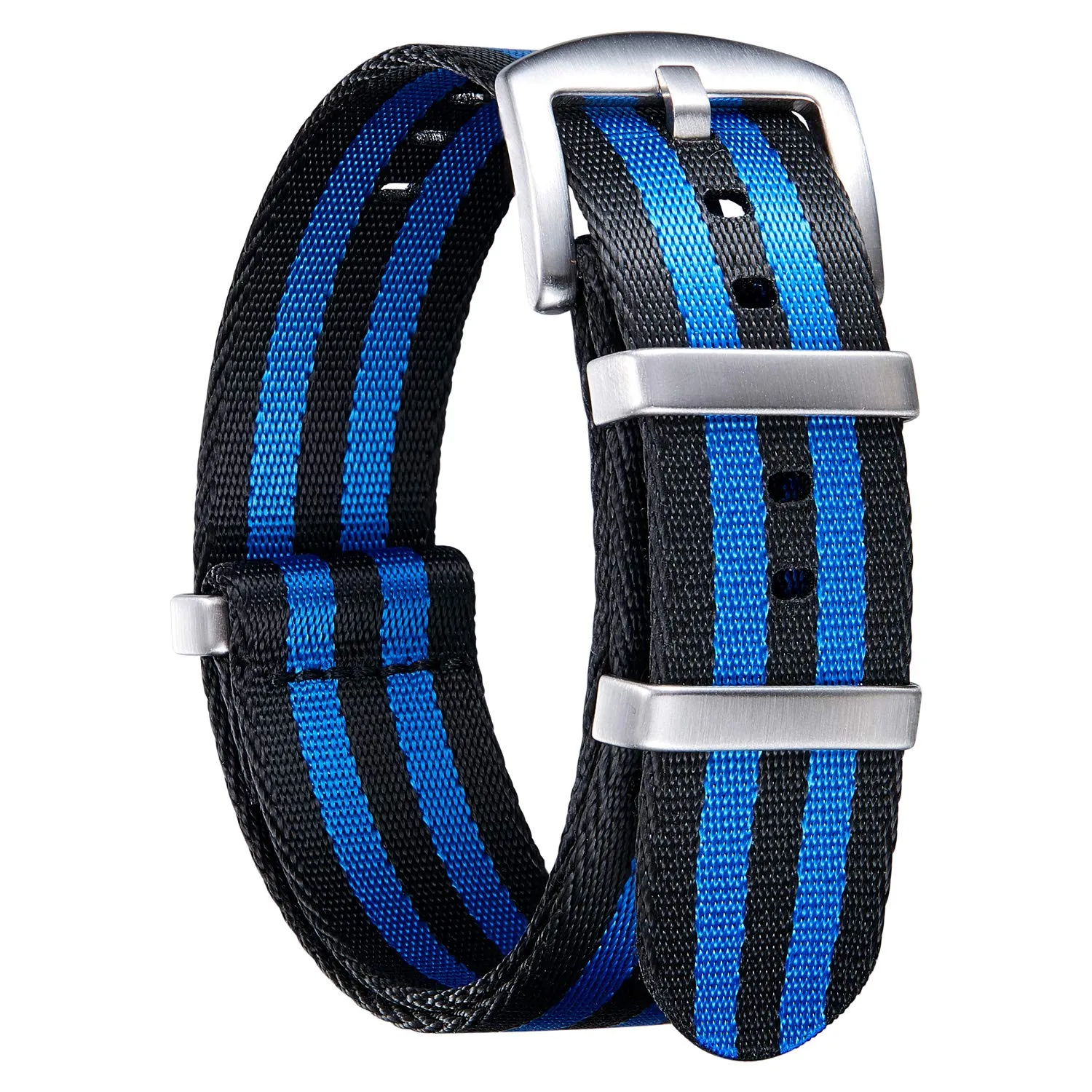 BINLUN Cinturini per Orologi in Nylon Ricambio Multicolore Balistico Premium con Nero/Argento Fibbia in Acciaio Inossidabile per Uomo Donna 18mm 20mm 22mm 24mm (Nuova Versione) - immagine 1