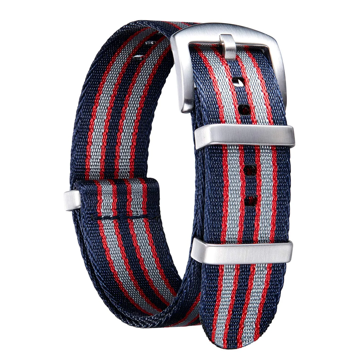 BINLUN Cinturini per Orologi in Nylon Ricambio Multicolore Balistico Premium con Nero/Argento Fibbia in Acciaio Inossidabile per Uomo Donna 18mm 20mm 22mm 24mm (Nuova Versione) - immagine 1